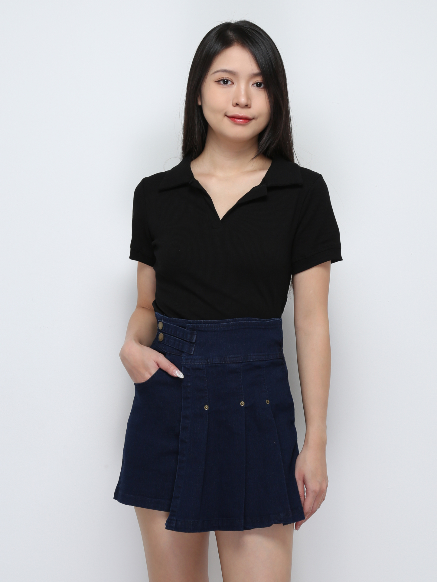 Denim Pleated Wrap Skirt pants 29407