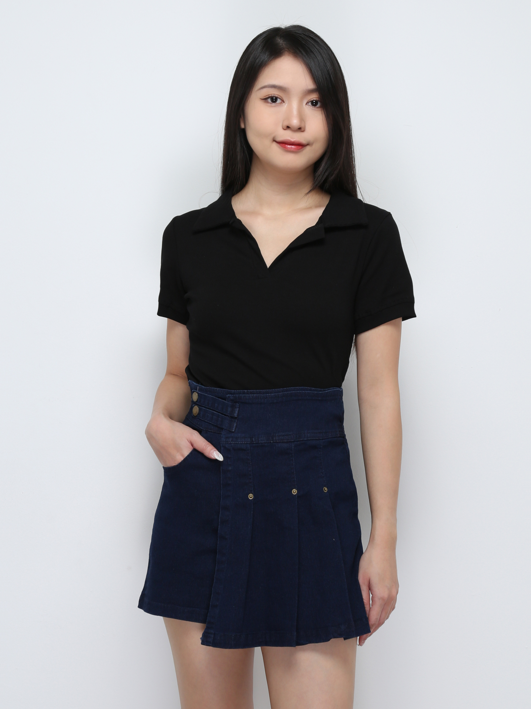 Denim Pleated Wrap Skirt pants 29407