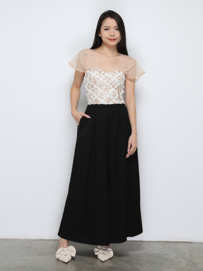 Net Sleevless With Lace Top 29732