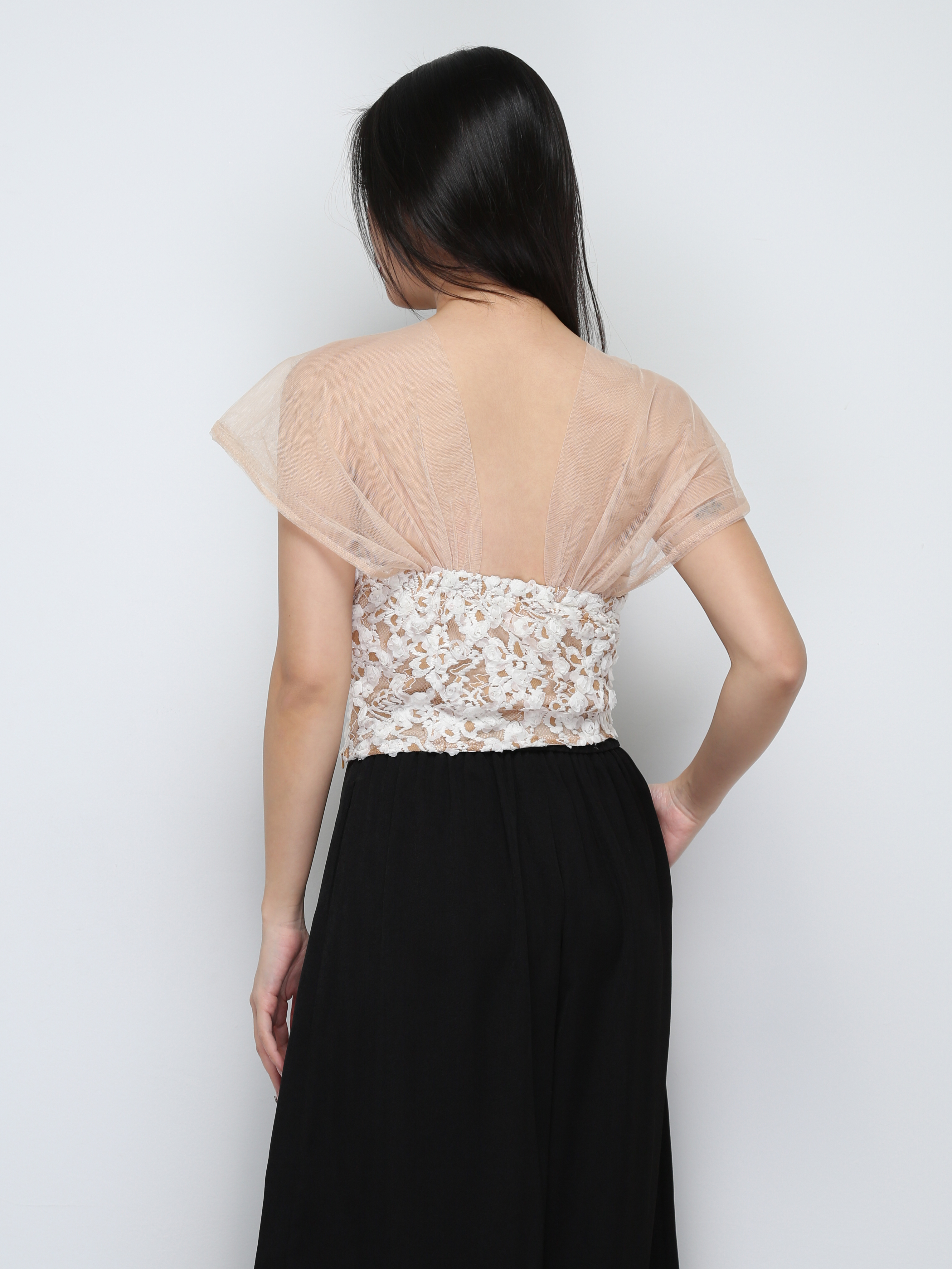 Net Sleevless With Lace Top 29732