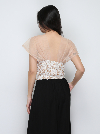 Net Sleevless With Lace Top 29732