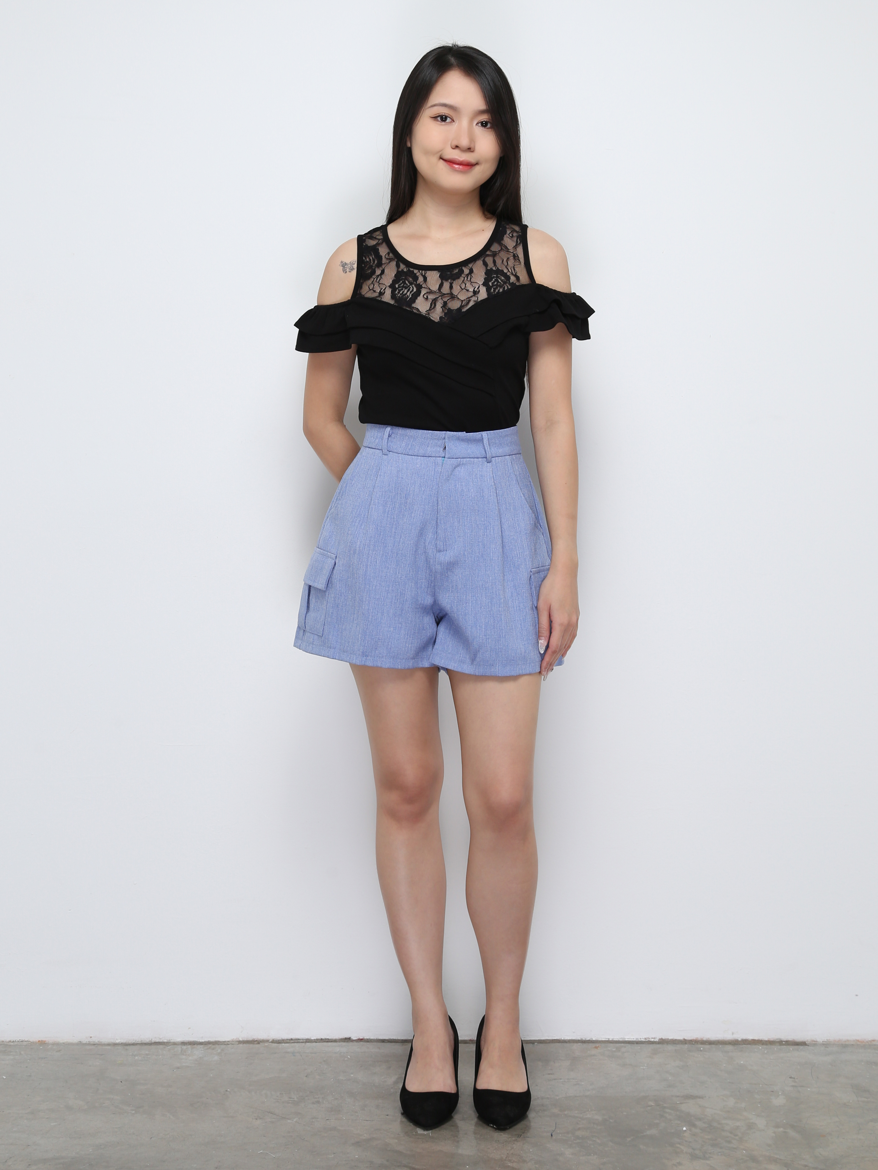 Fake Two Piece With Lace Top 29433
