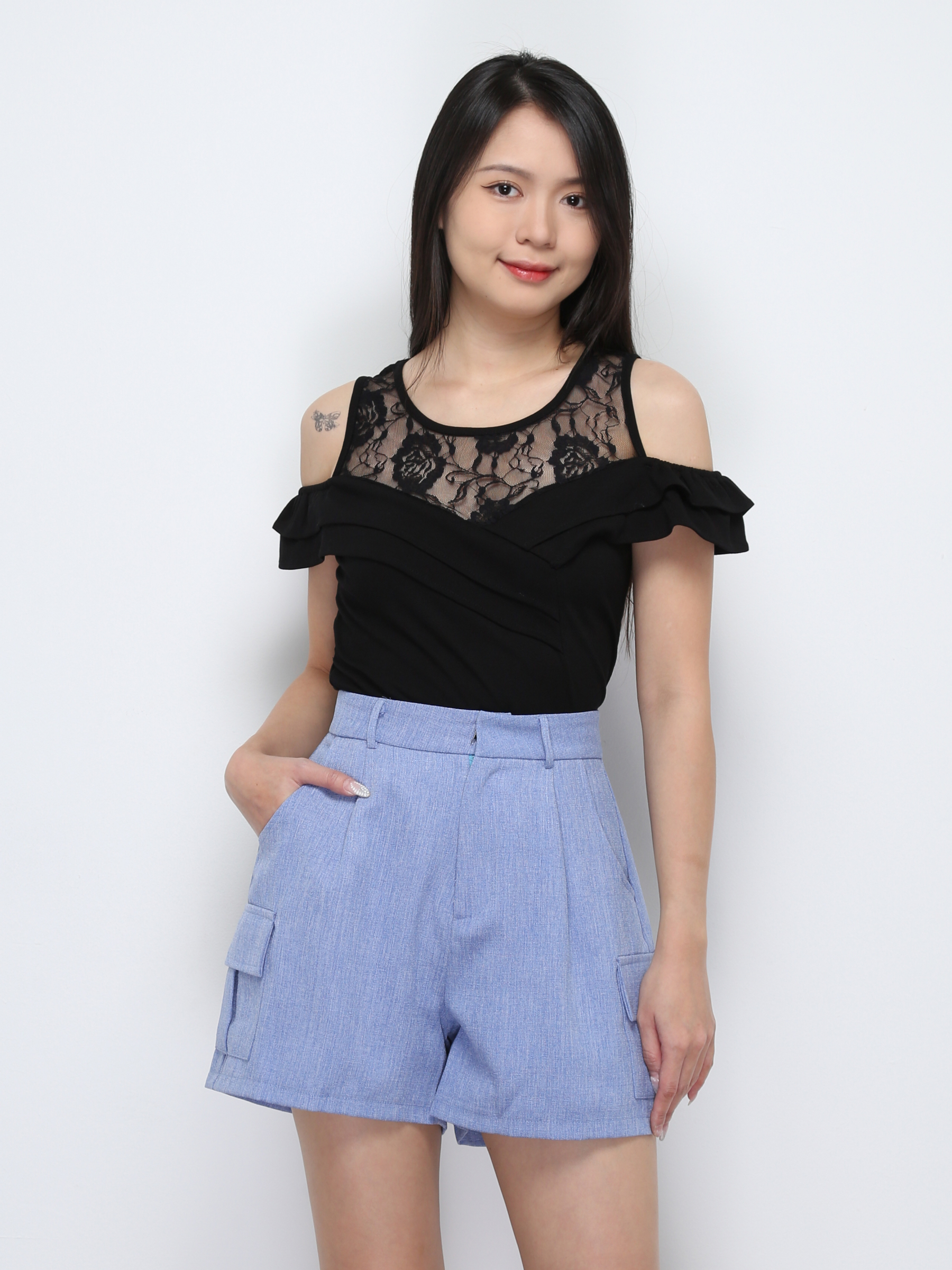 Fake Two Piece With Lace Top 29433