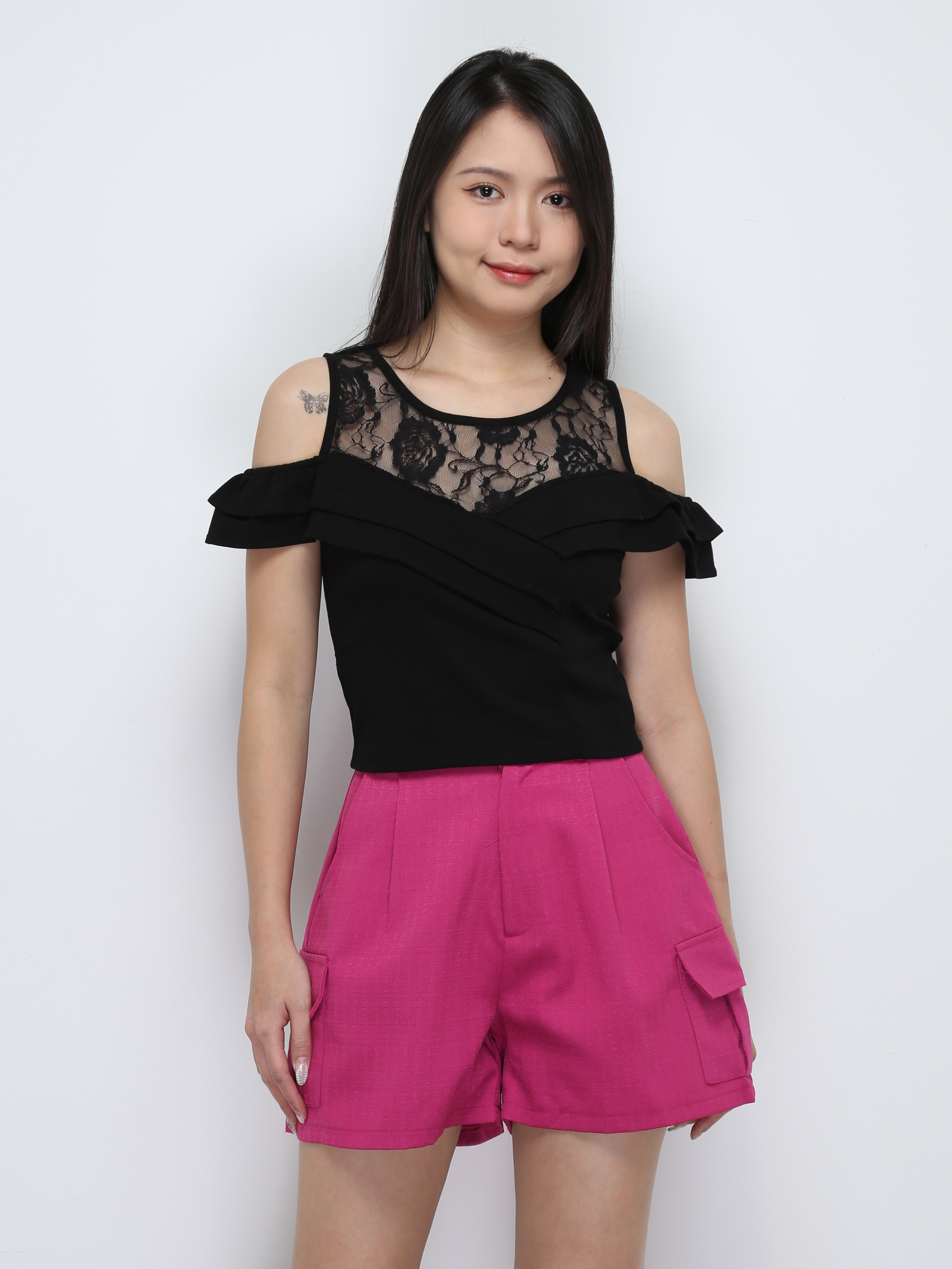 High Waist Side Pocket Short Pants 29411
