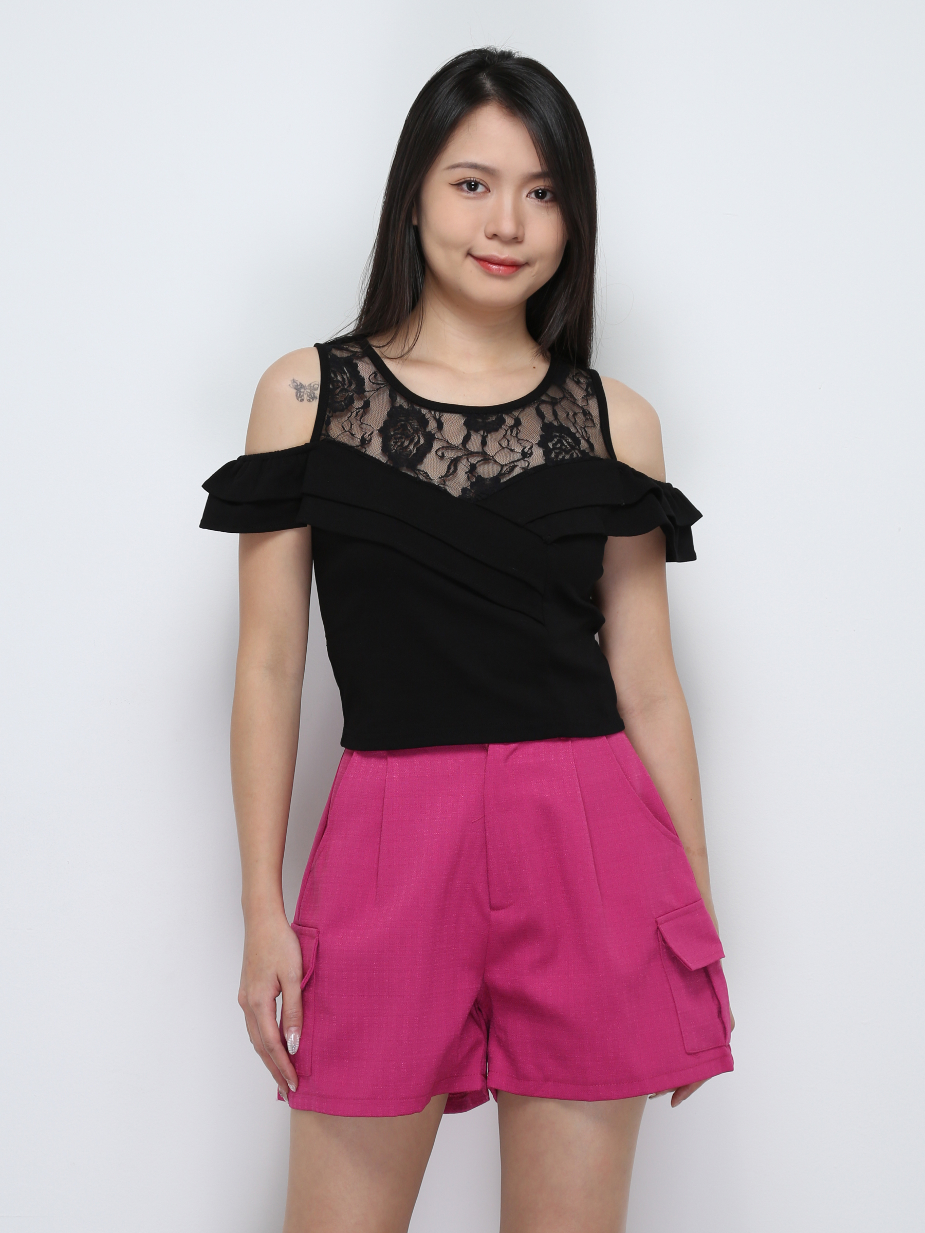 High Waist Side Pocket Short Pants 29411