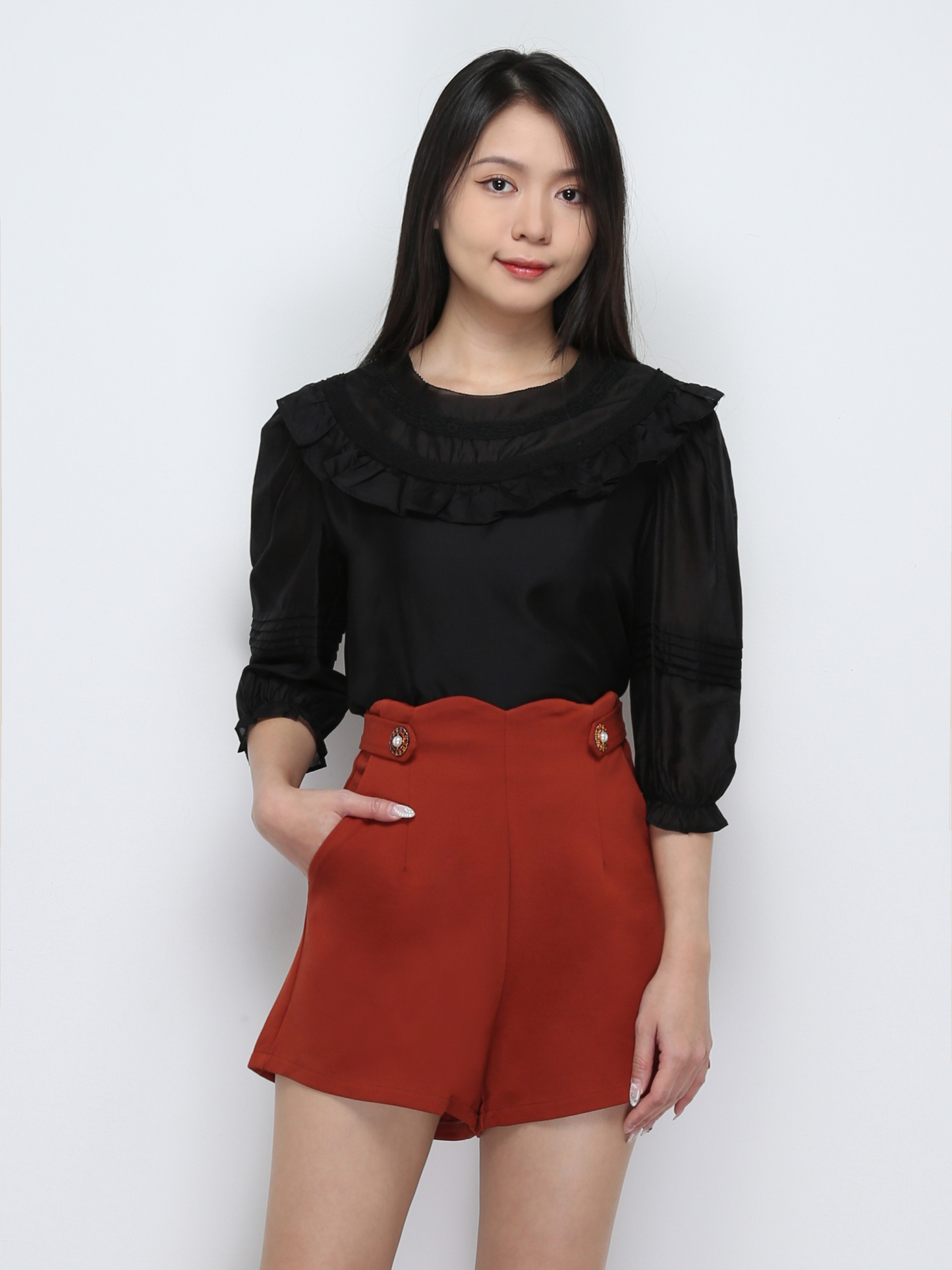 High Waist Side Pocket Short Pants 29406