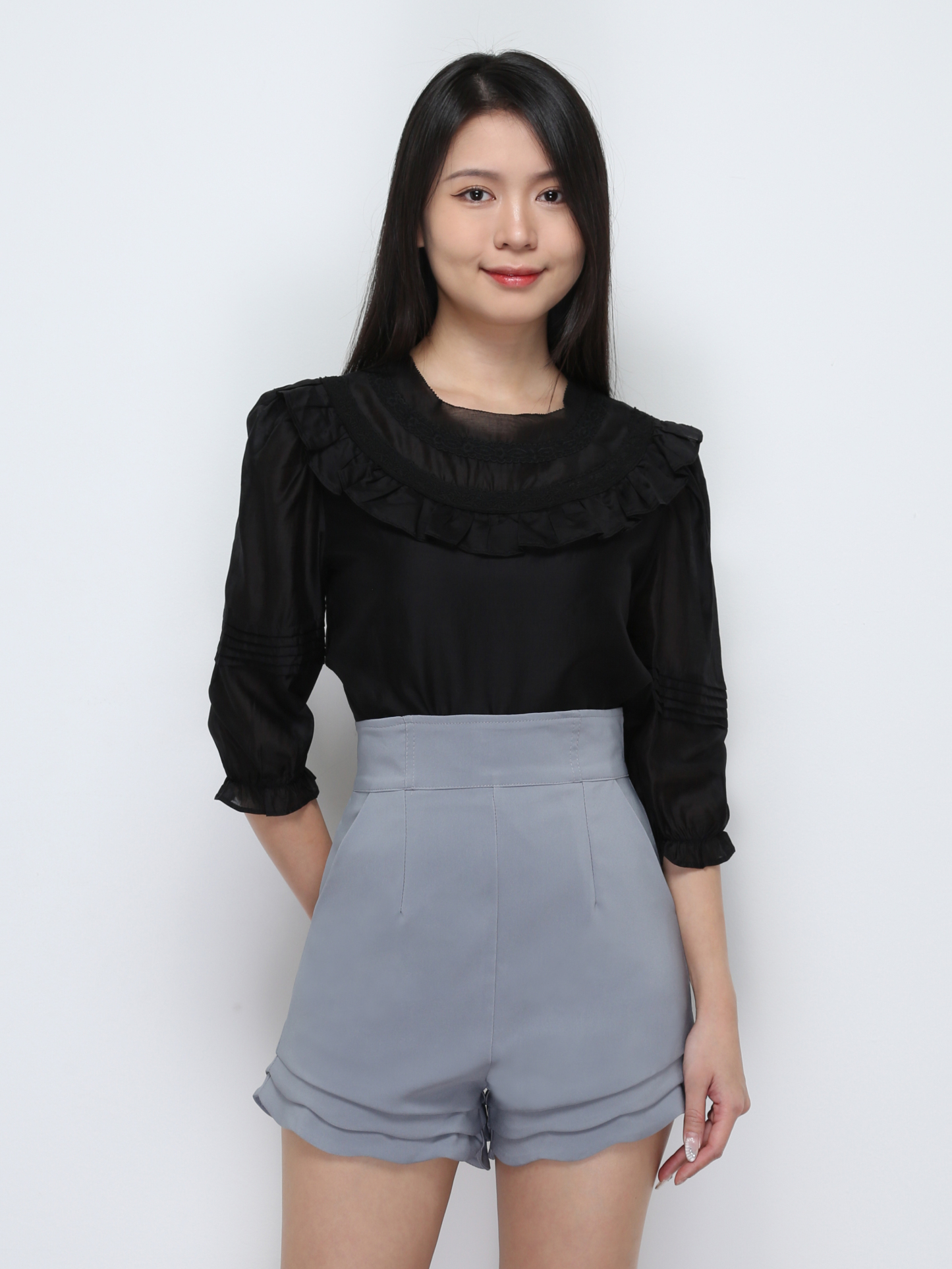 High Waist Layered Short Pants 29426