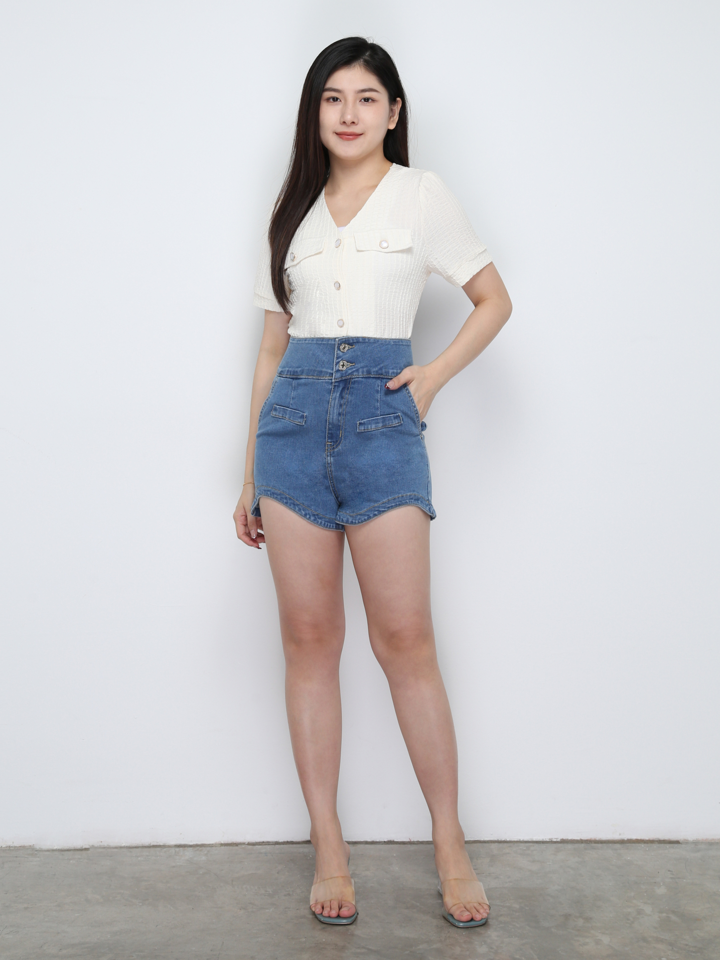 High Waist Denim Short Pants 29725