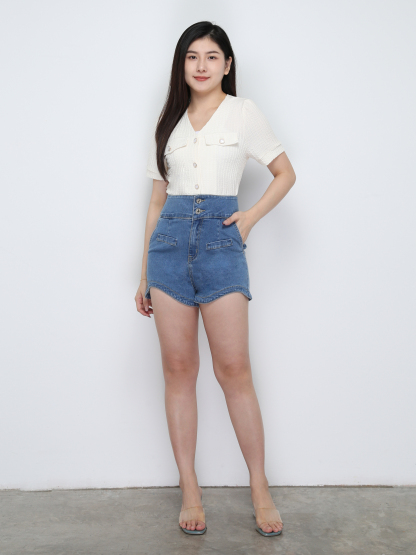 High Waist Denim Short Pants 29725