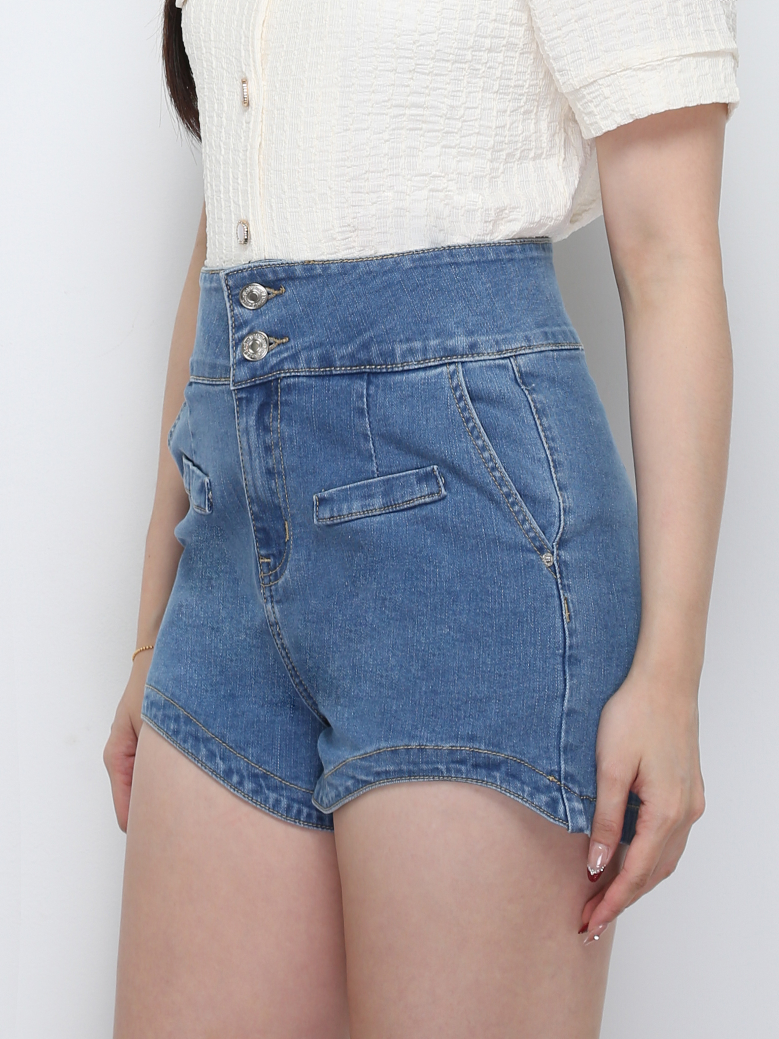 High Waist Denim Short Pants 29725