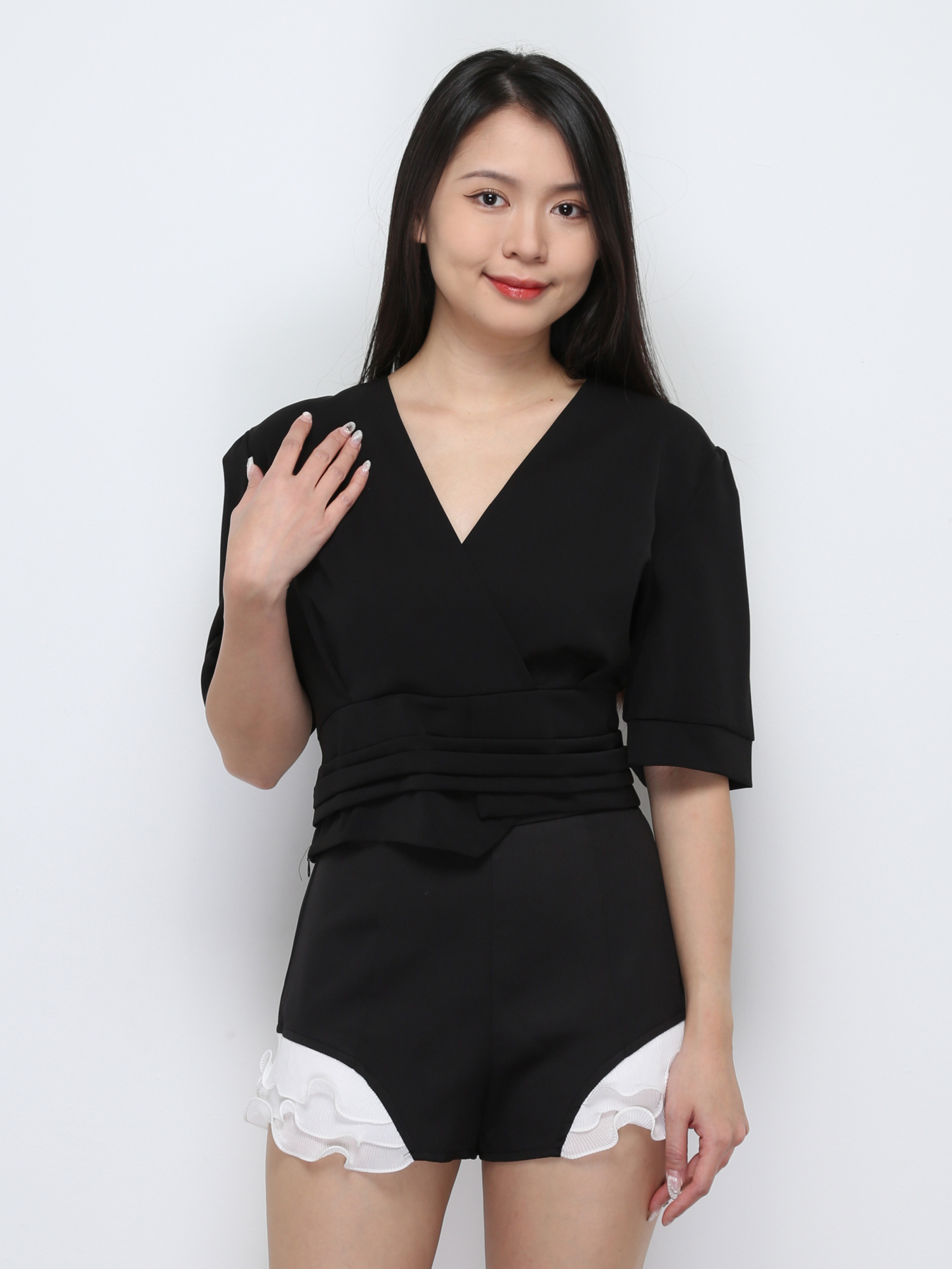 V Neck Wrap With Pleated Top 29420