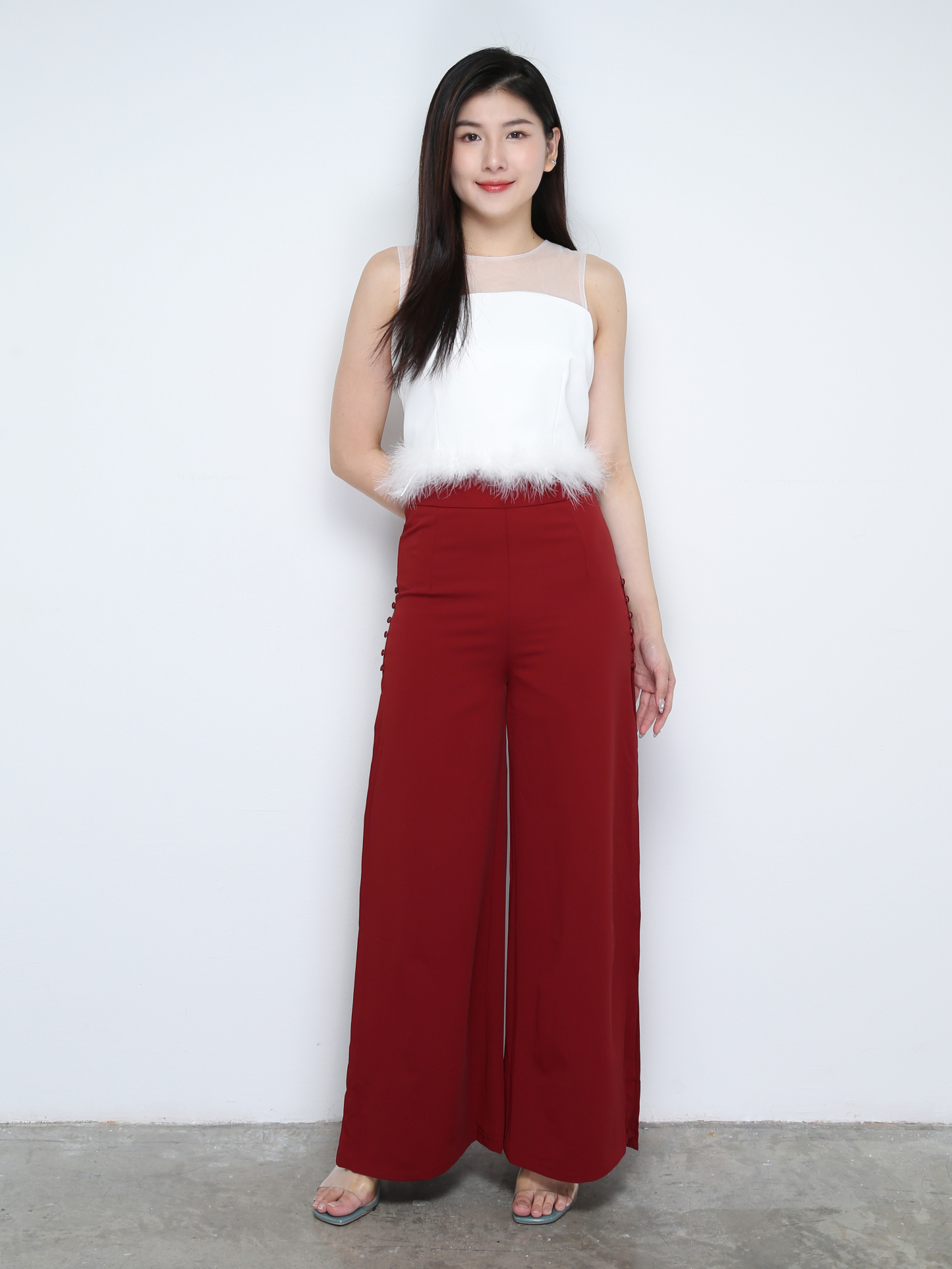 High Waist Back Zip Long Pant 28184