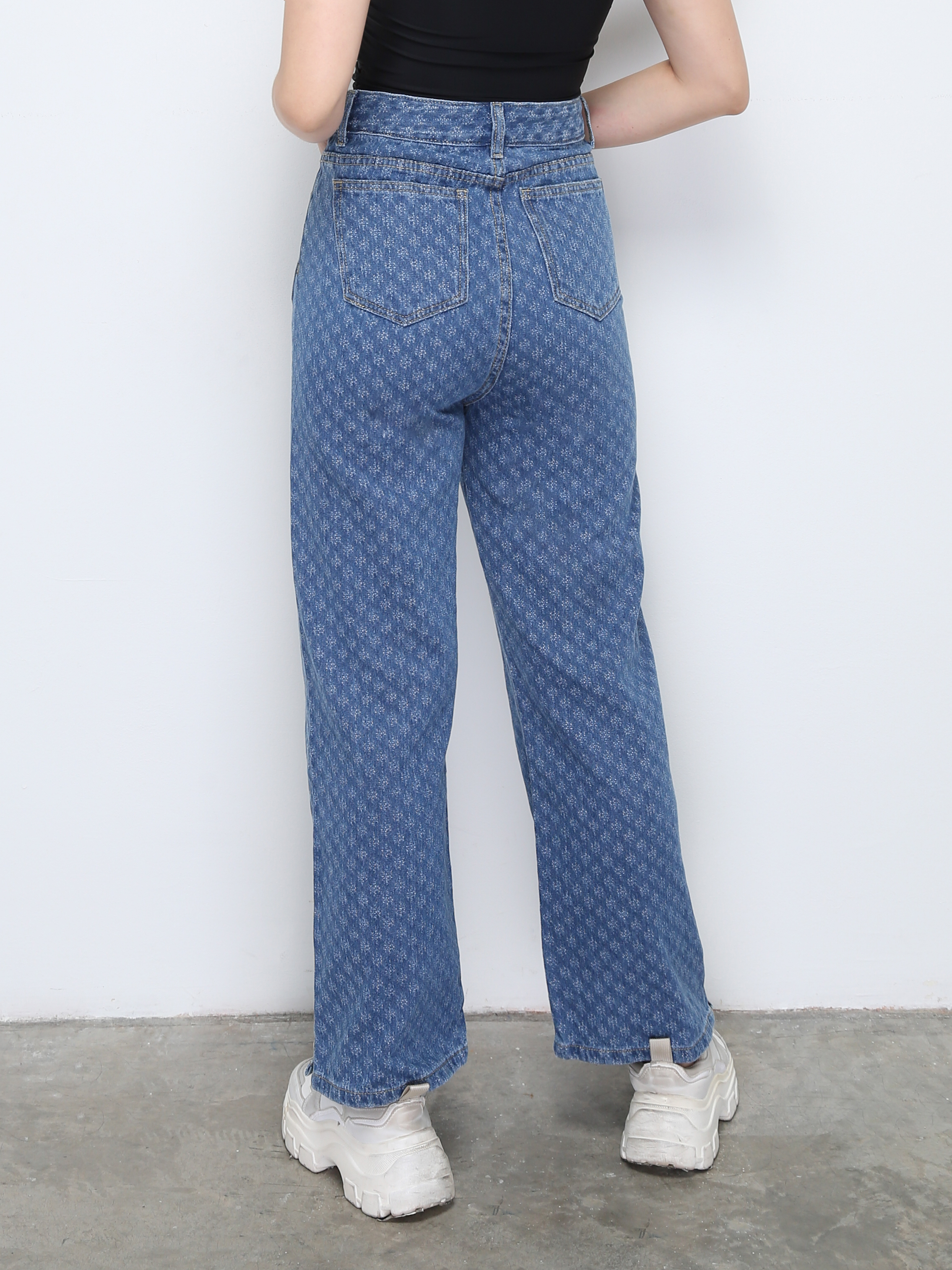 Denim High Waist Front Pocket Long Pant With Belt 31029
