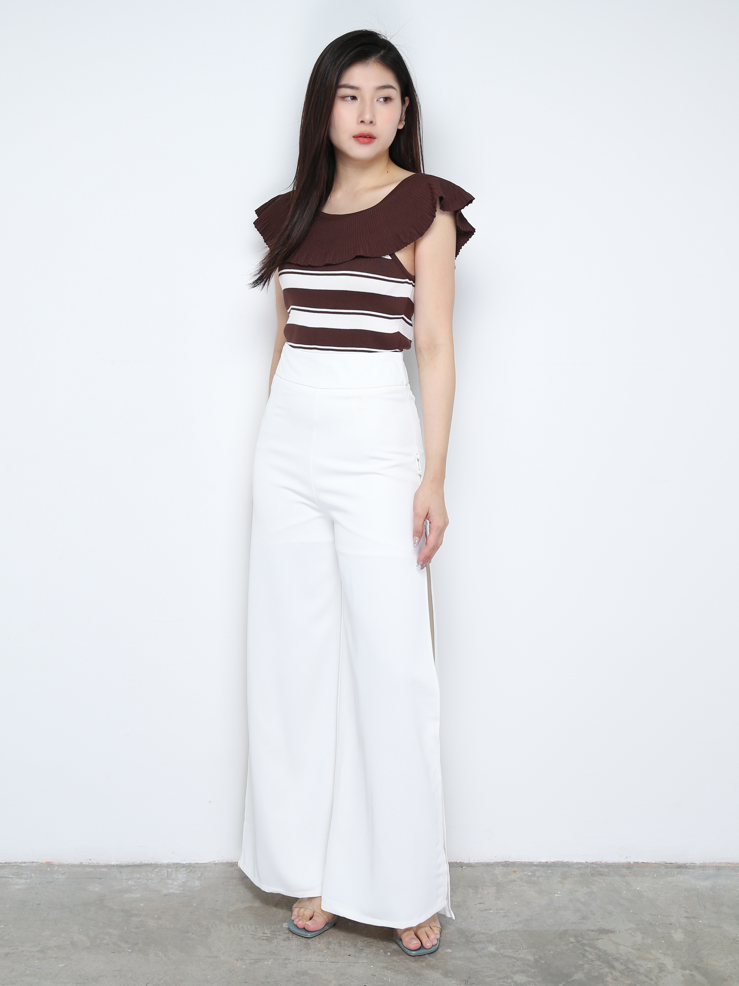 High Waist Back Zip Long Pant 28184