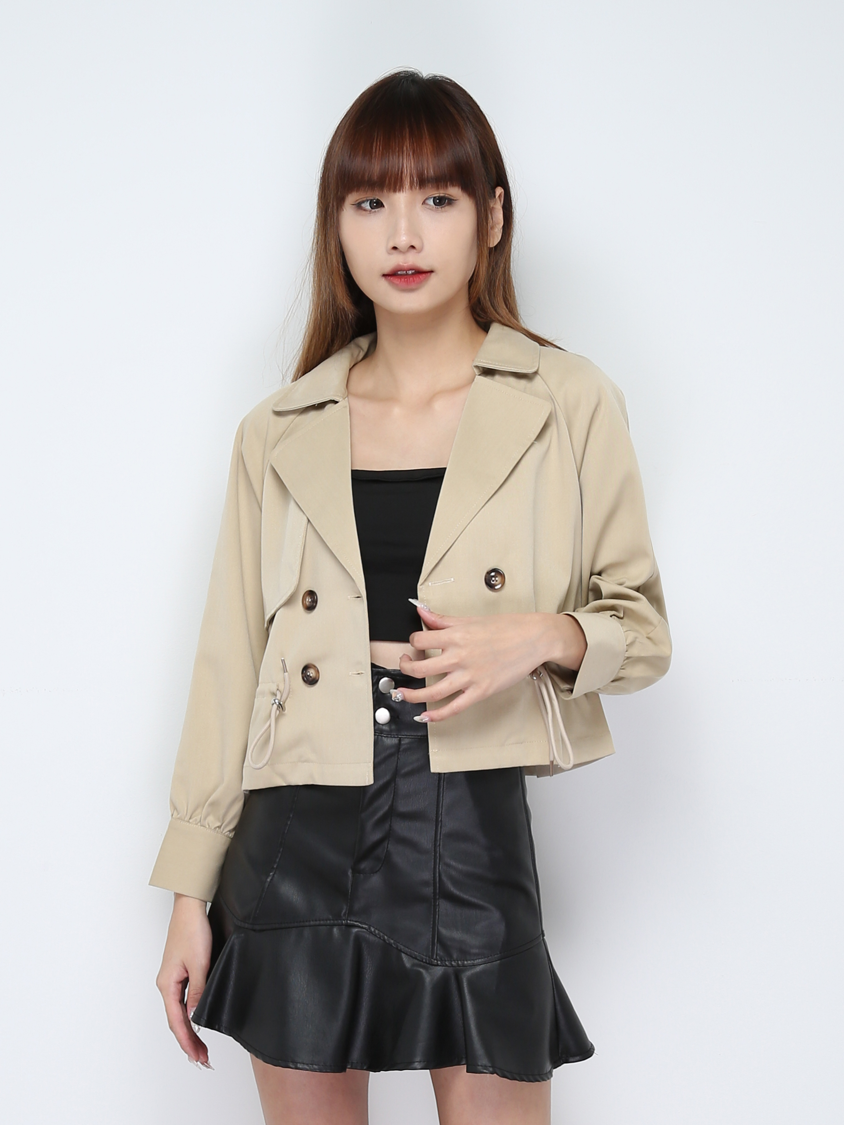 Waist Drawstring Front Button Jacket 30977 (SPO)