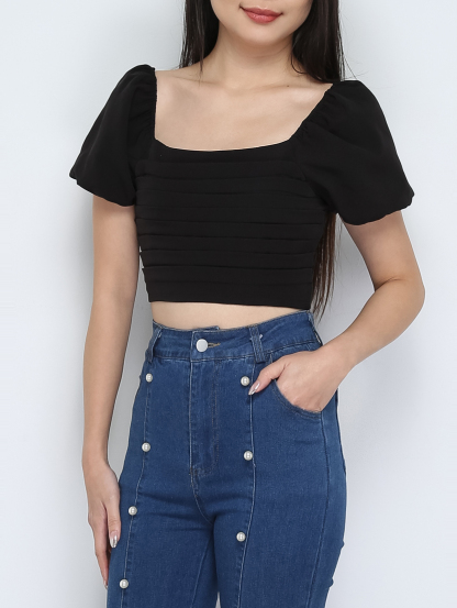 Puff Sleeve Back Zip Top 29513