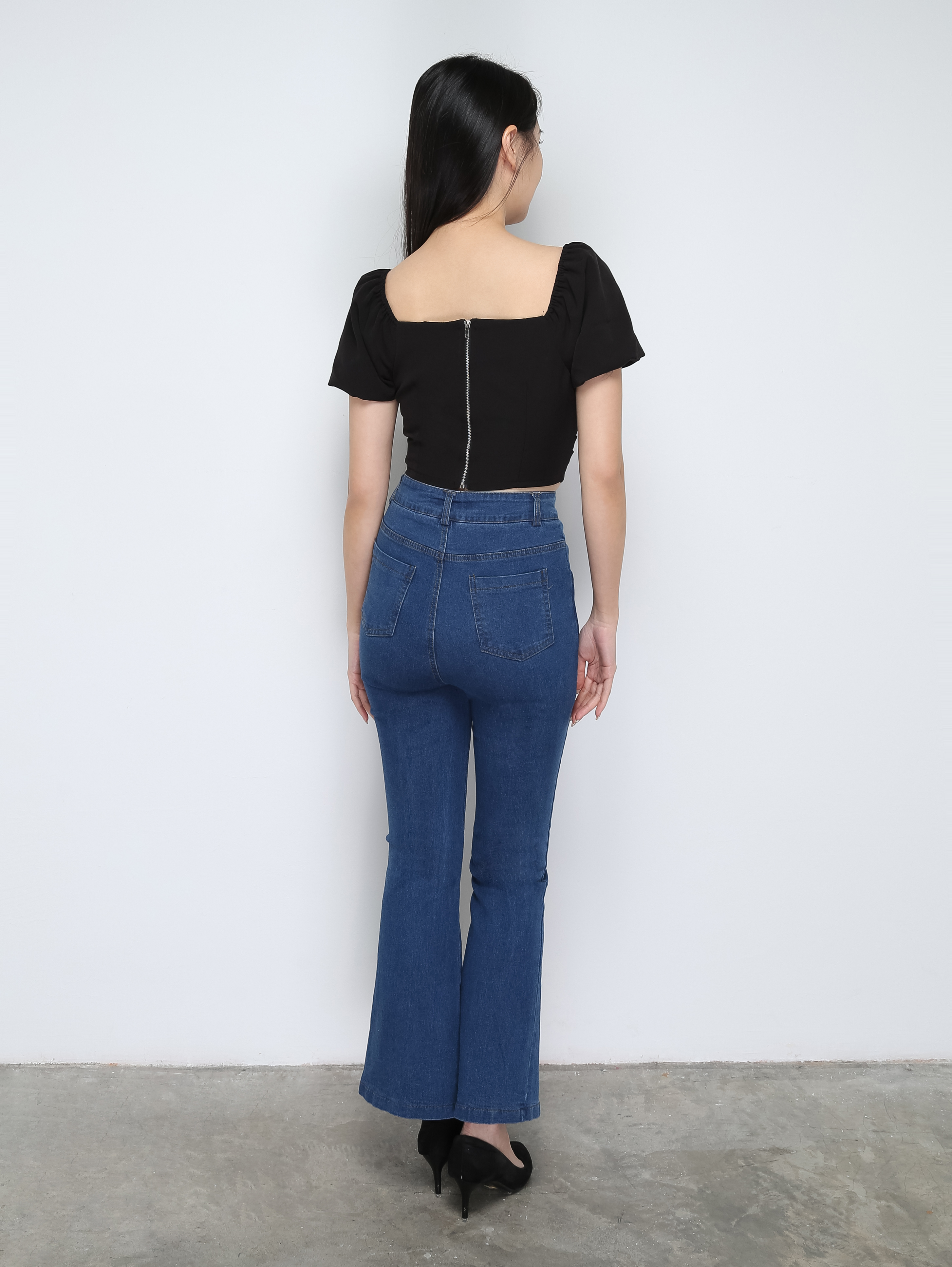 Puff Sleeve Back Zip Top 29513