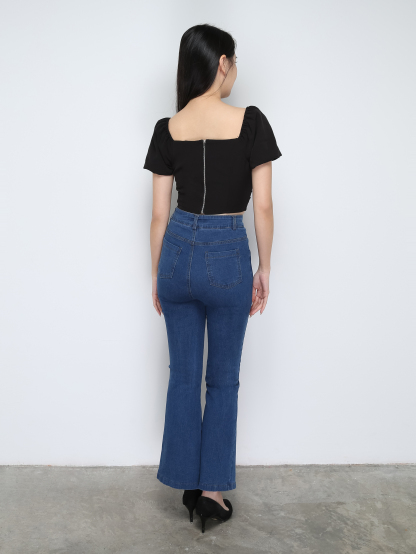 Puff Sleeve Back Zip Top 29513