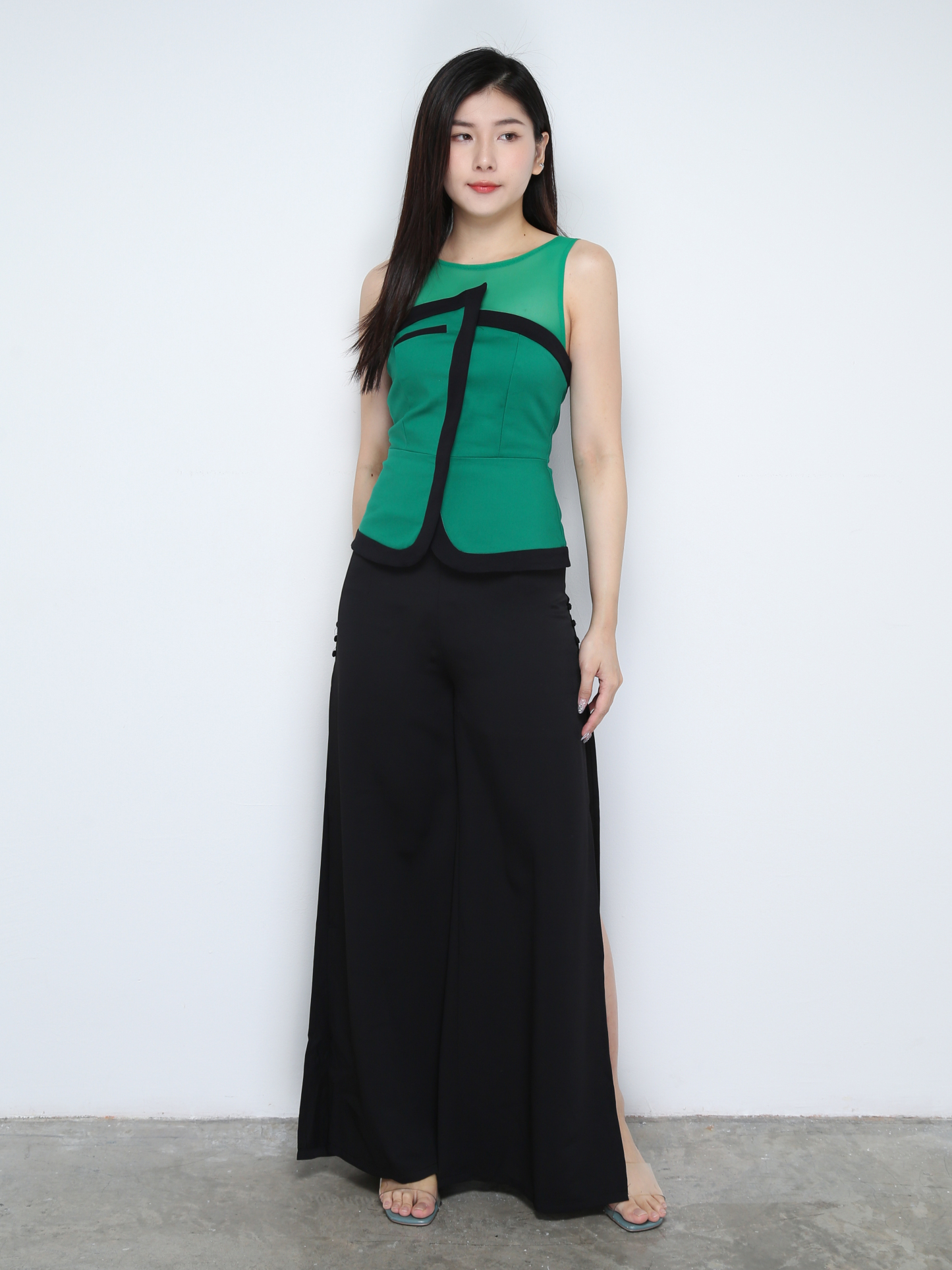 High Waist Back Zip Long Pant 28184