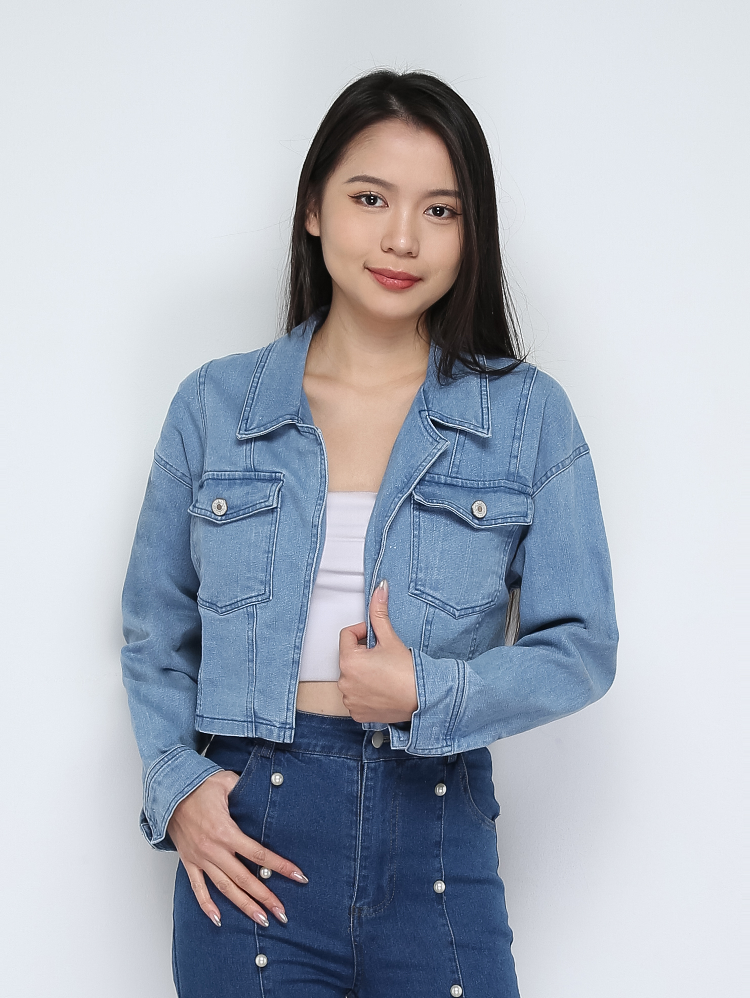 Denim Long Sleeve Front Pocket Jacket 29600