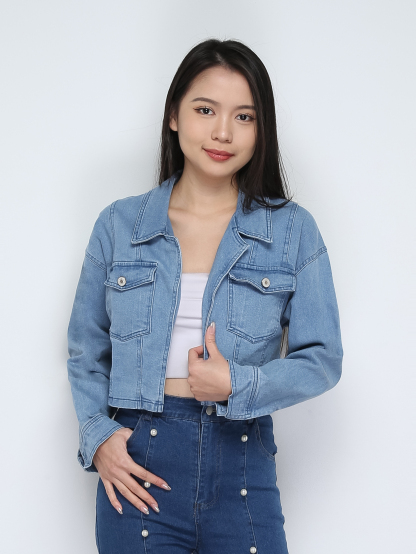 Denim Long Sleeve Front Pocket Jacket 29600