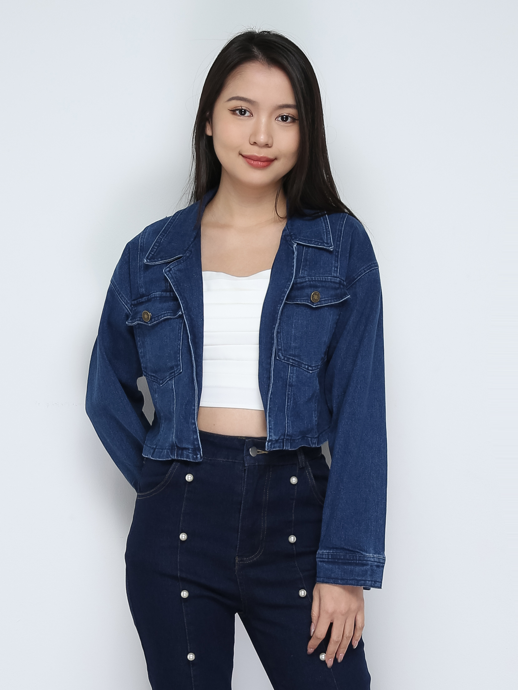 Denim Long Sleeve Front Pocket Jacket 29600