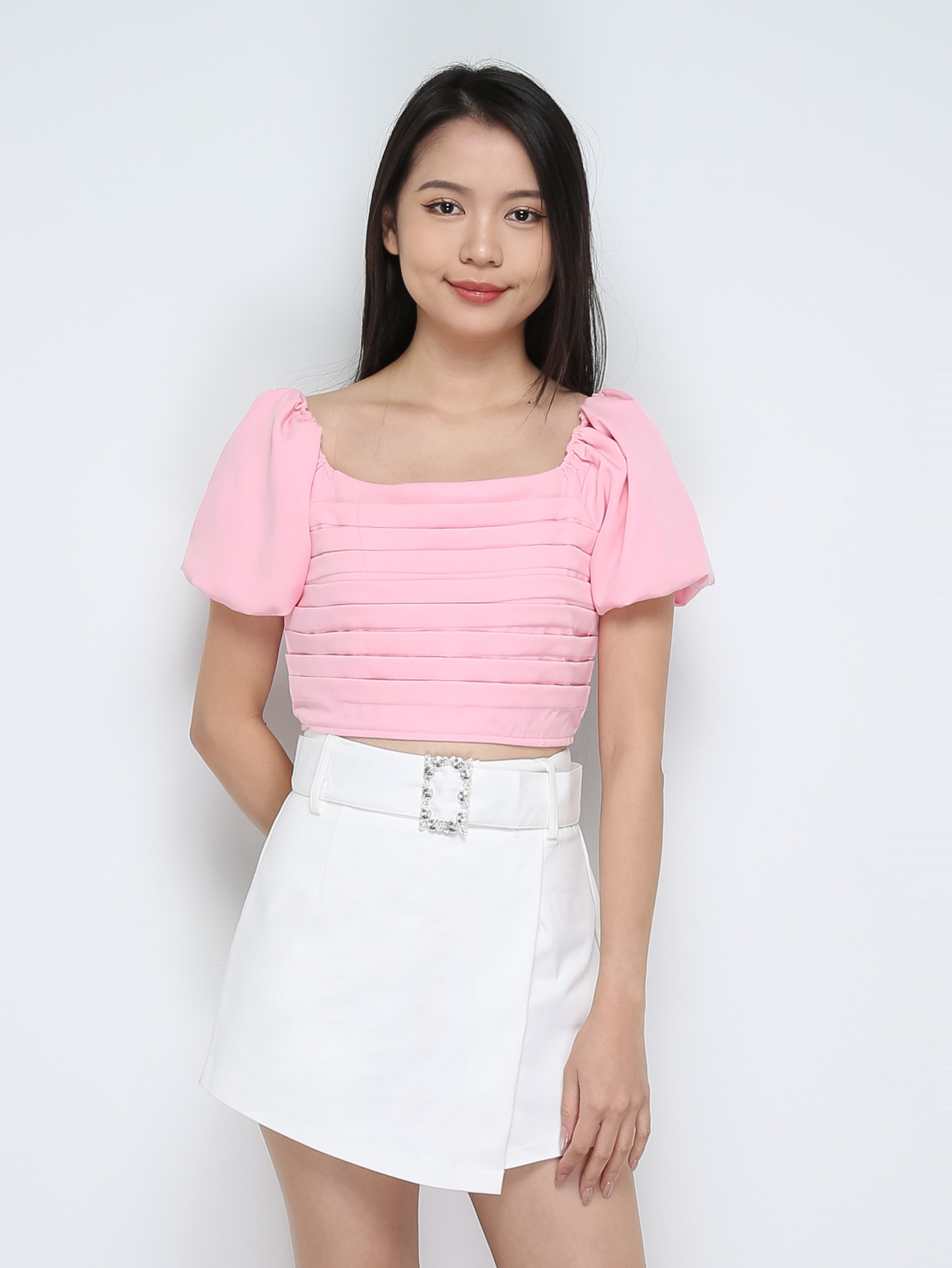 Puff Sleeve Back Zip Top 29513