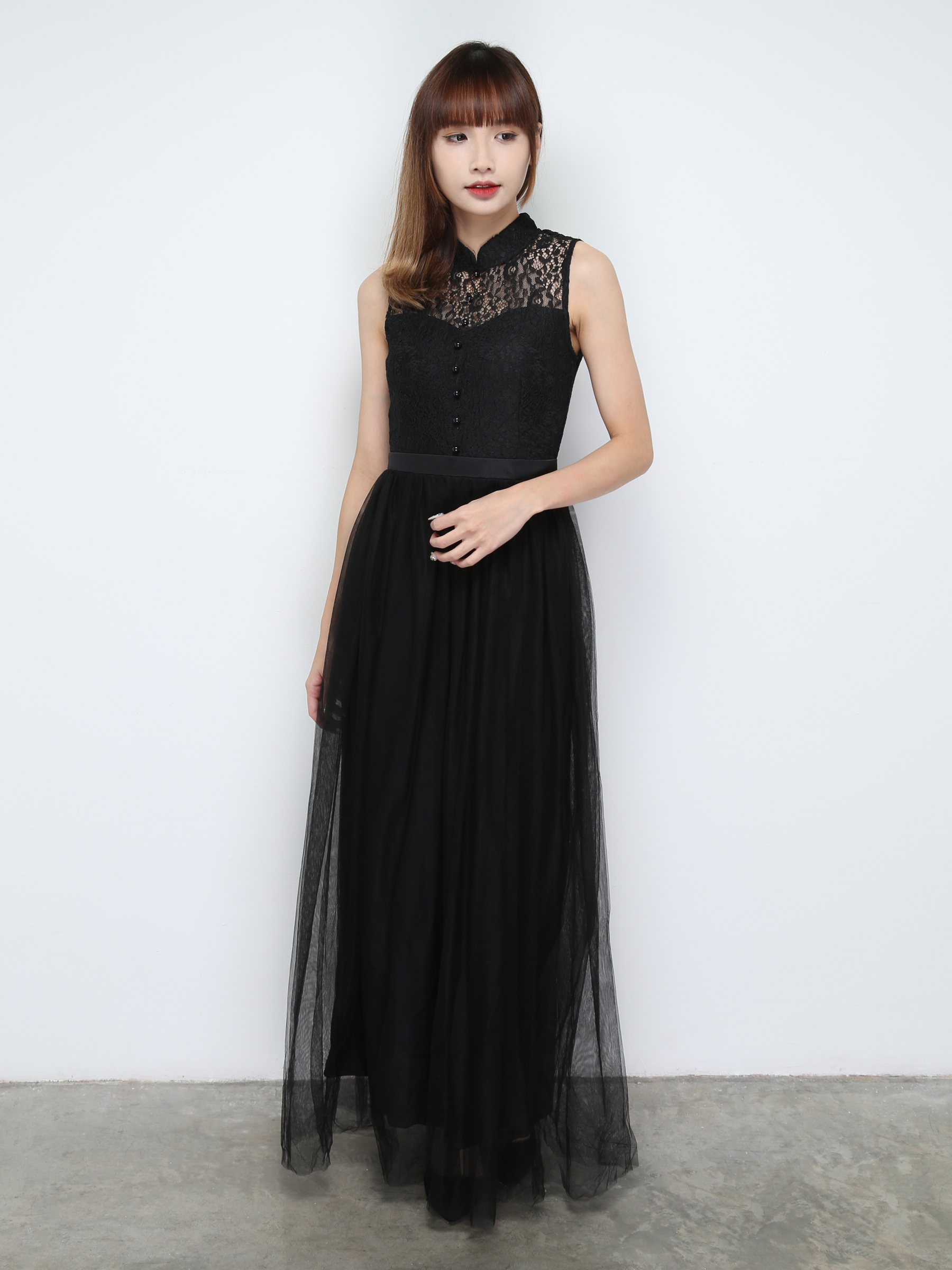Elegant Sleeveless With Lace Dress 31334