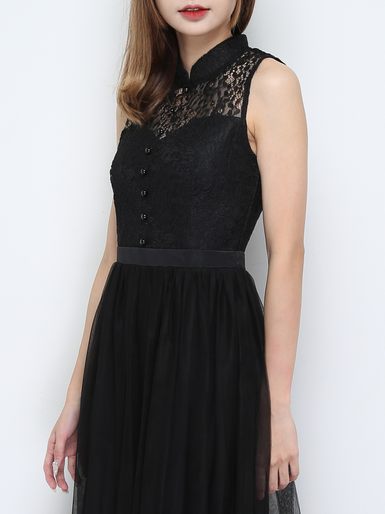 Elegant Sleeveless With Lace Dress 31334