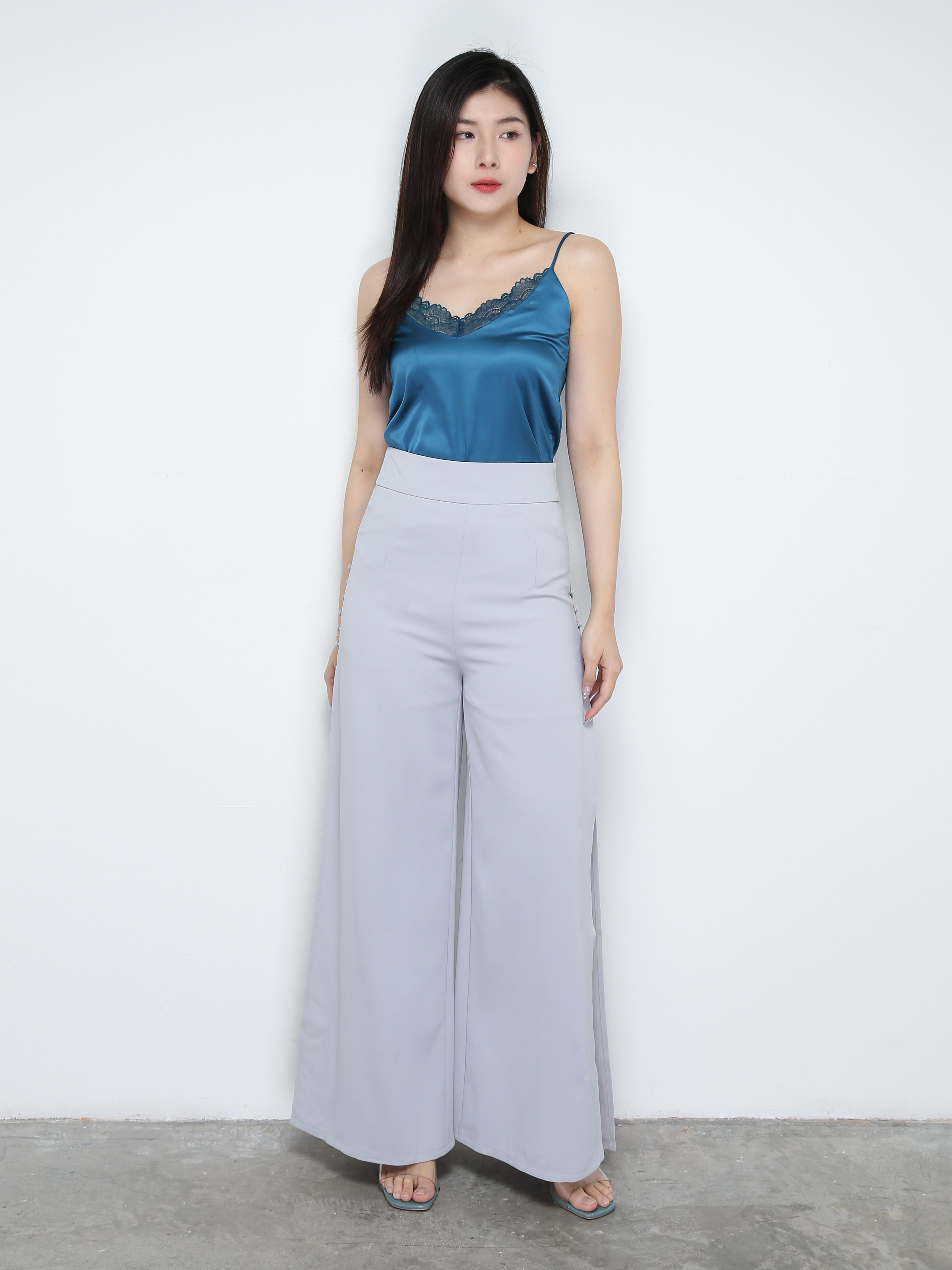 High Waist Back Zip Long Pant 28184