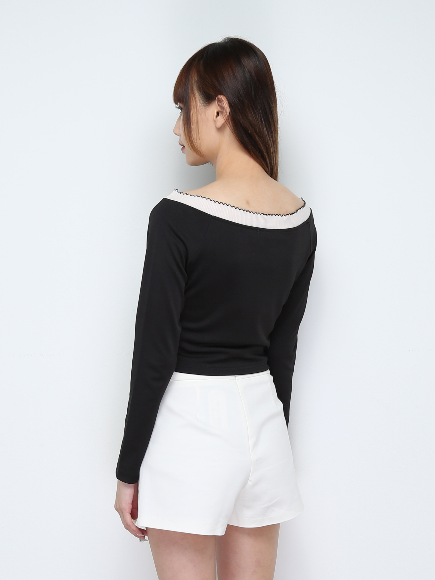 Long Sleeve Front Decorative Button Top 28142