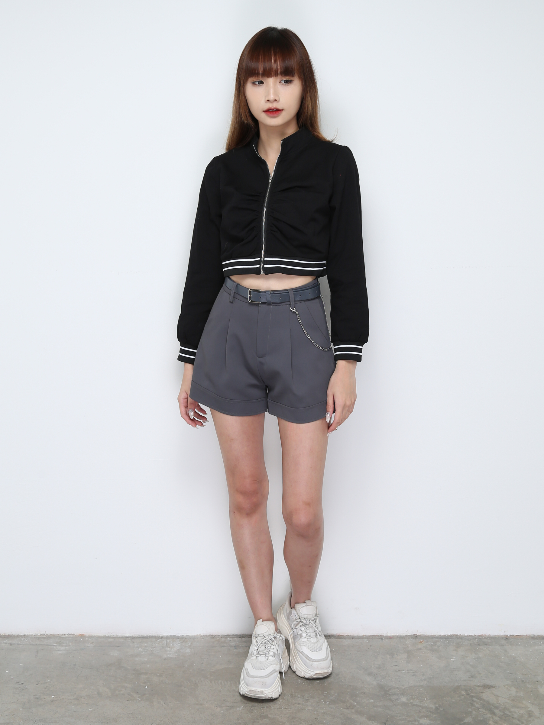 Front Zip Long Sleeve Top 28032