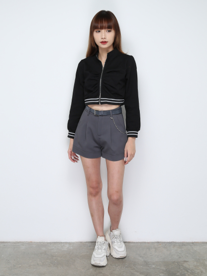 Front Zip Long Sleeve Top 28032