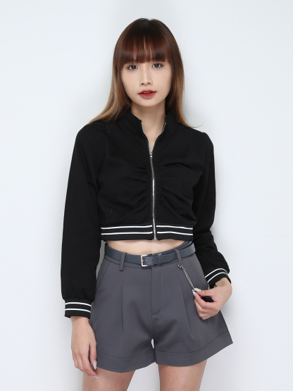 Front Zip Long Sleeve Top 28032