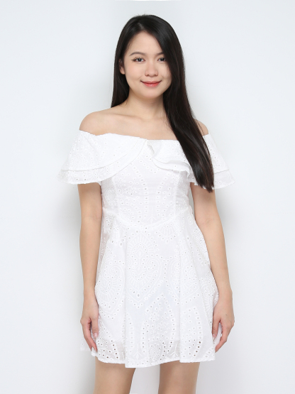 Off Shoulder Eyelet Dress 31320