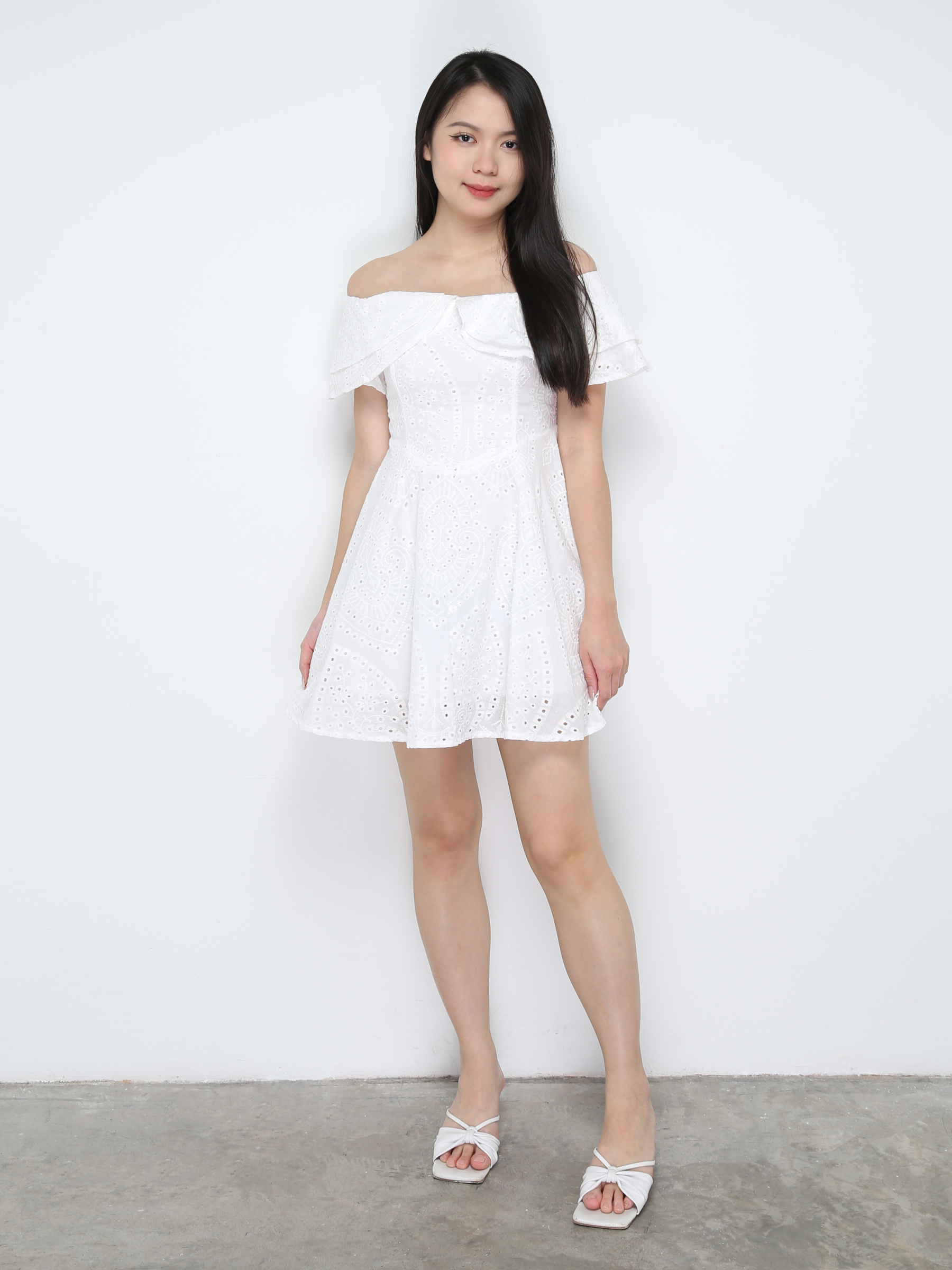 Off Shoulder Eyelet Dress 31320