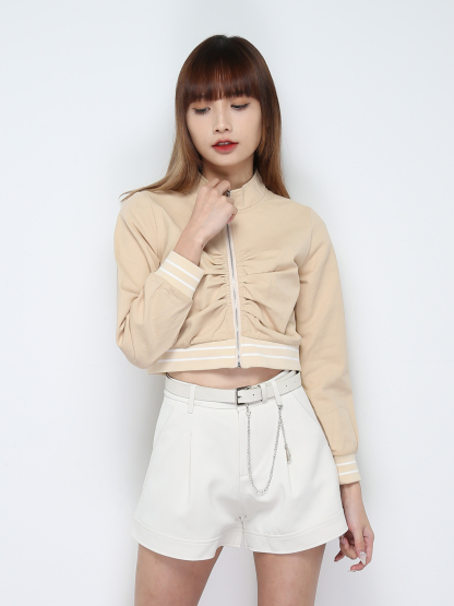 Front Zip Long Sleeve Top 28032