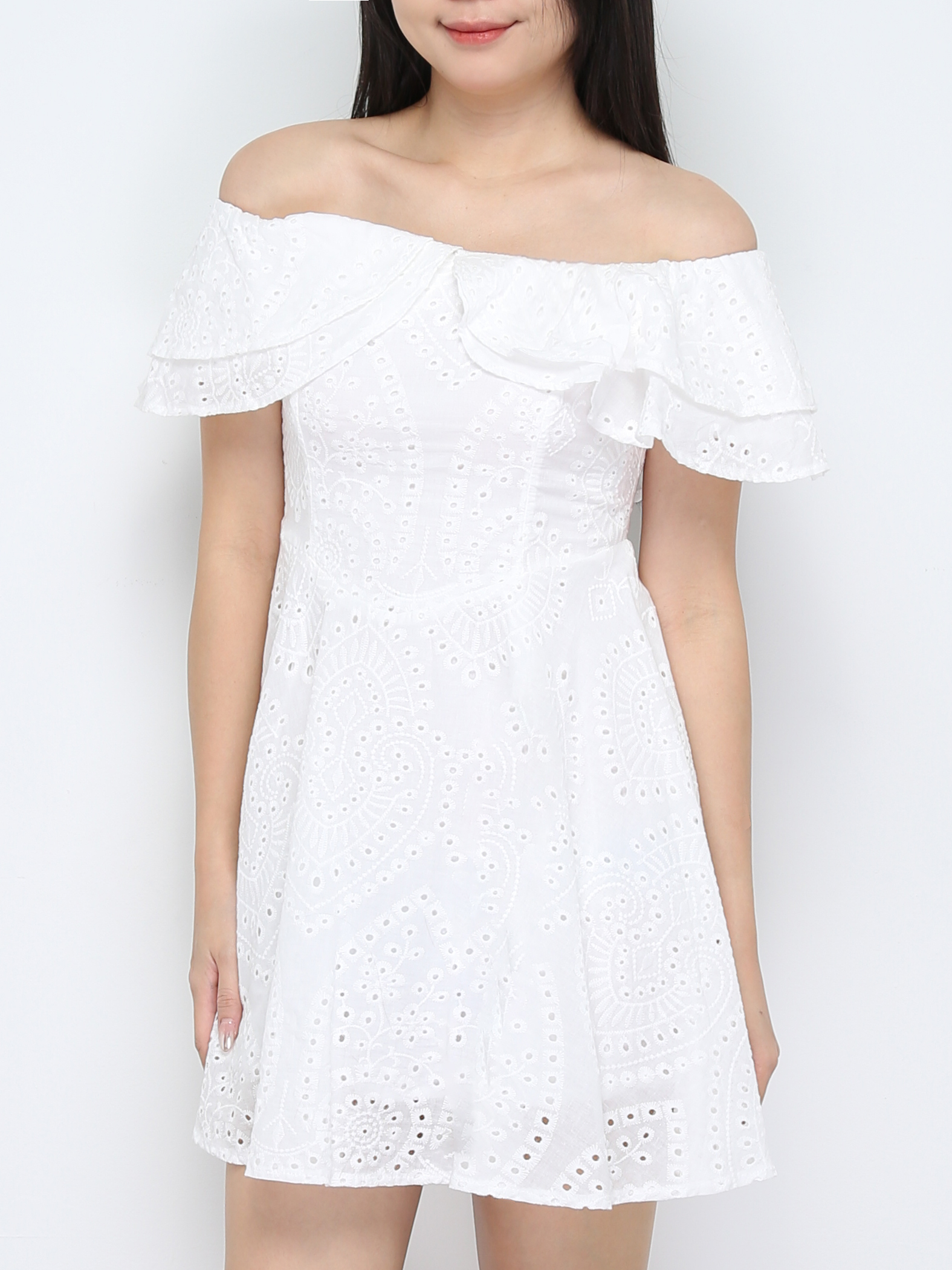 Off Shoulder Eyelet Dress 31320