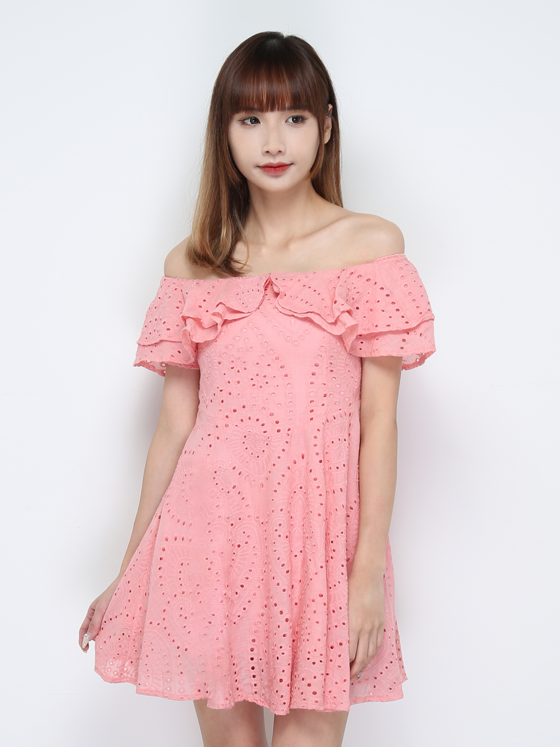 Off Shoulder Eyelet Dress 31320