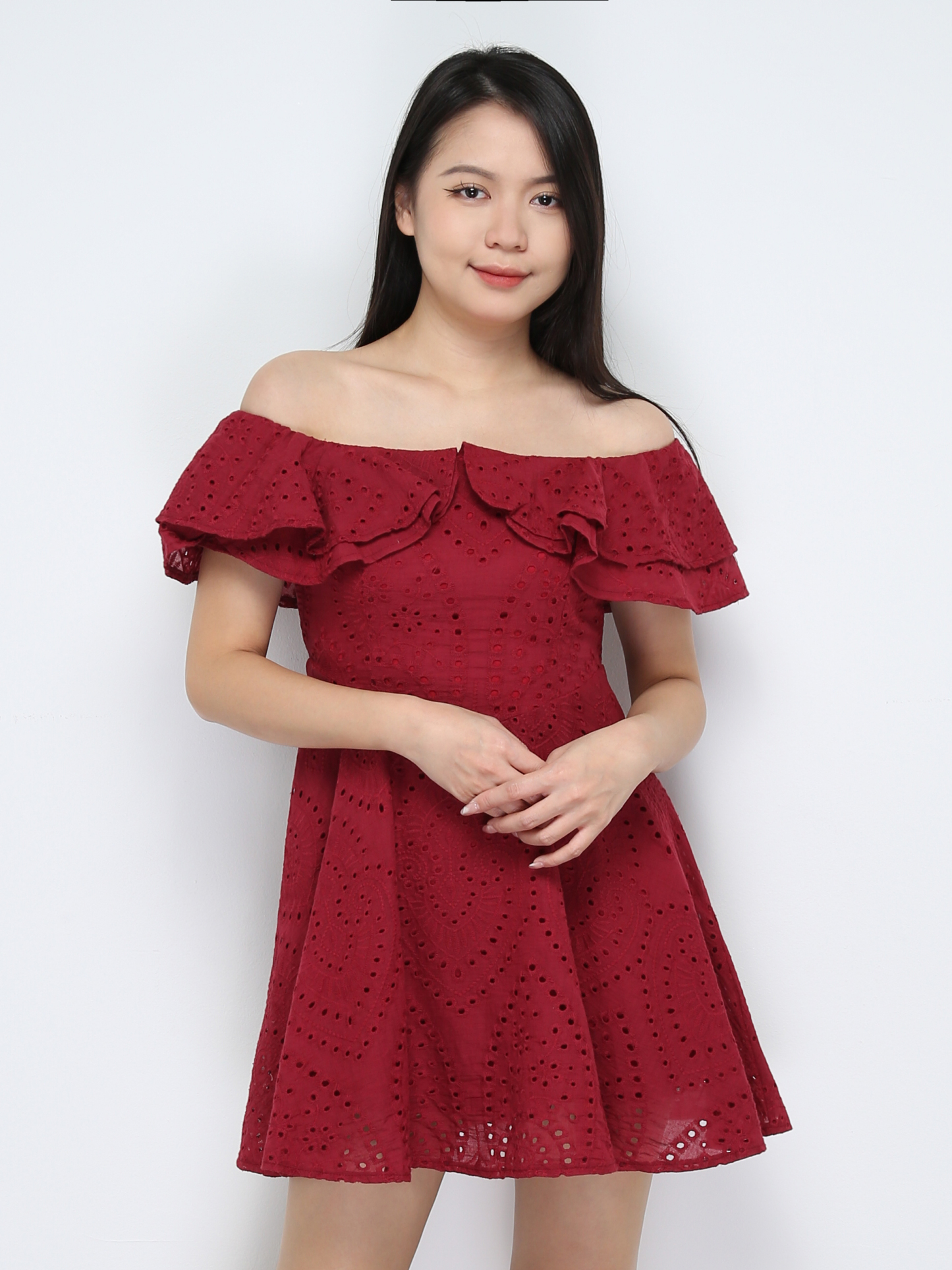 Off Shoulder Eyelet Dress 31320
