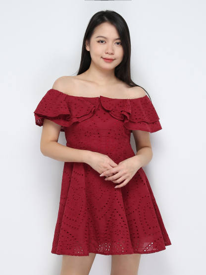 Off Shoulder Eyelet Dress 31320