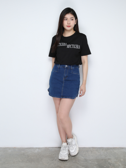 Short Sleeve Top With Skirt Set 28174