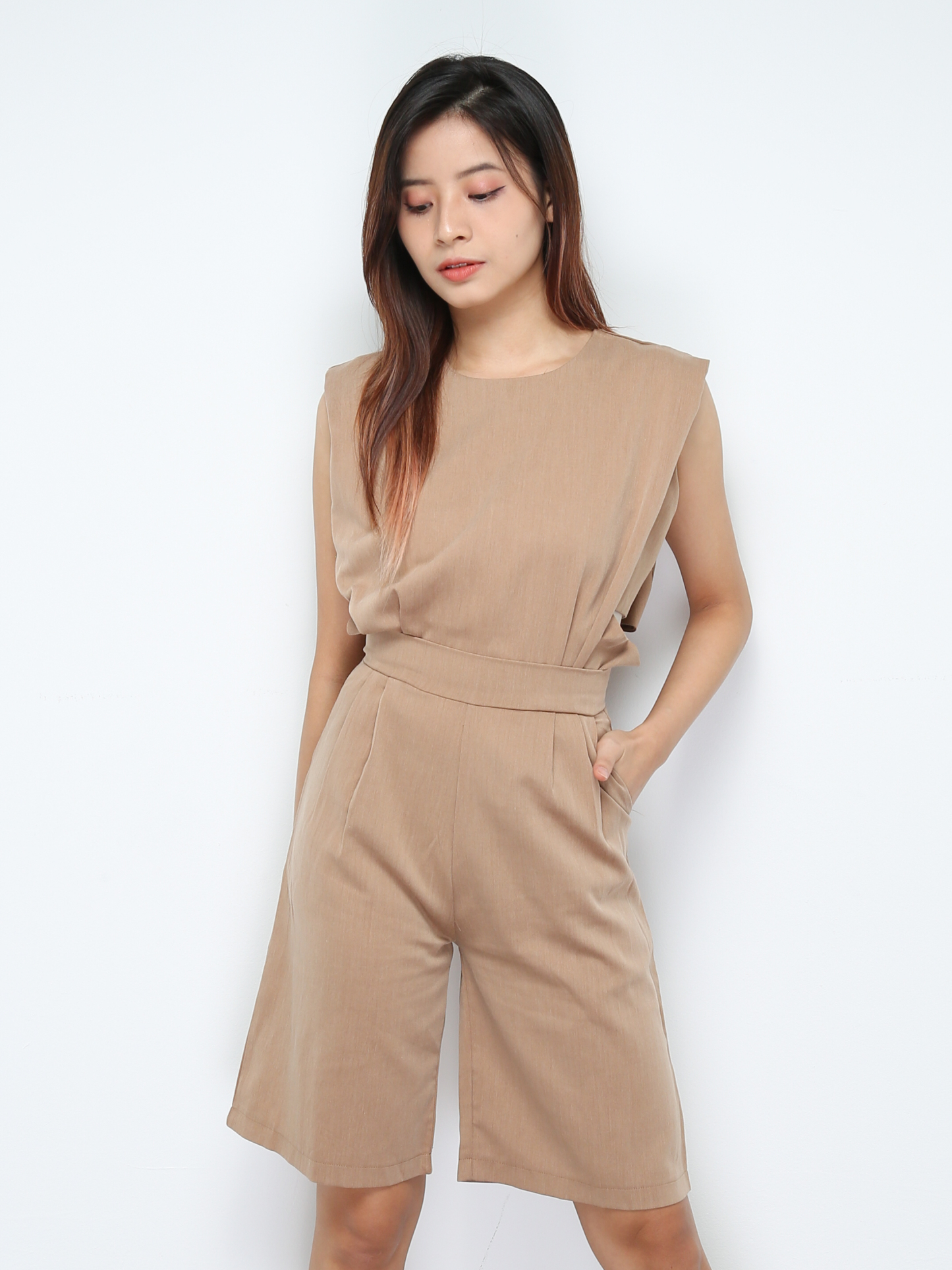Cap Sleeve With Side Hole Jumpsuit 28928