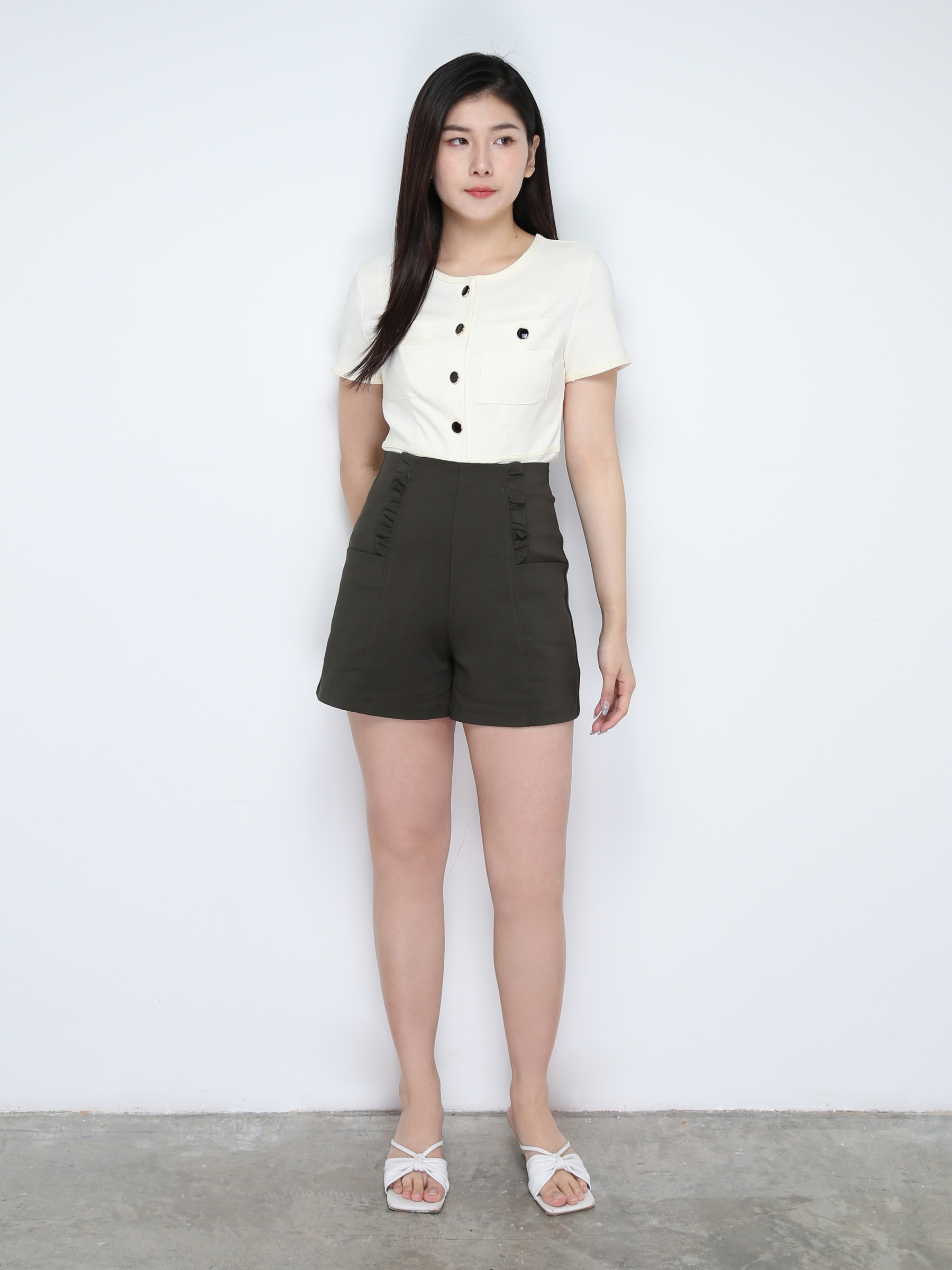 High Waist Ruffles Short Pants 28522