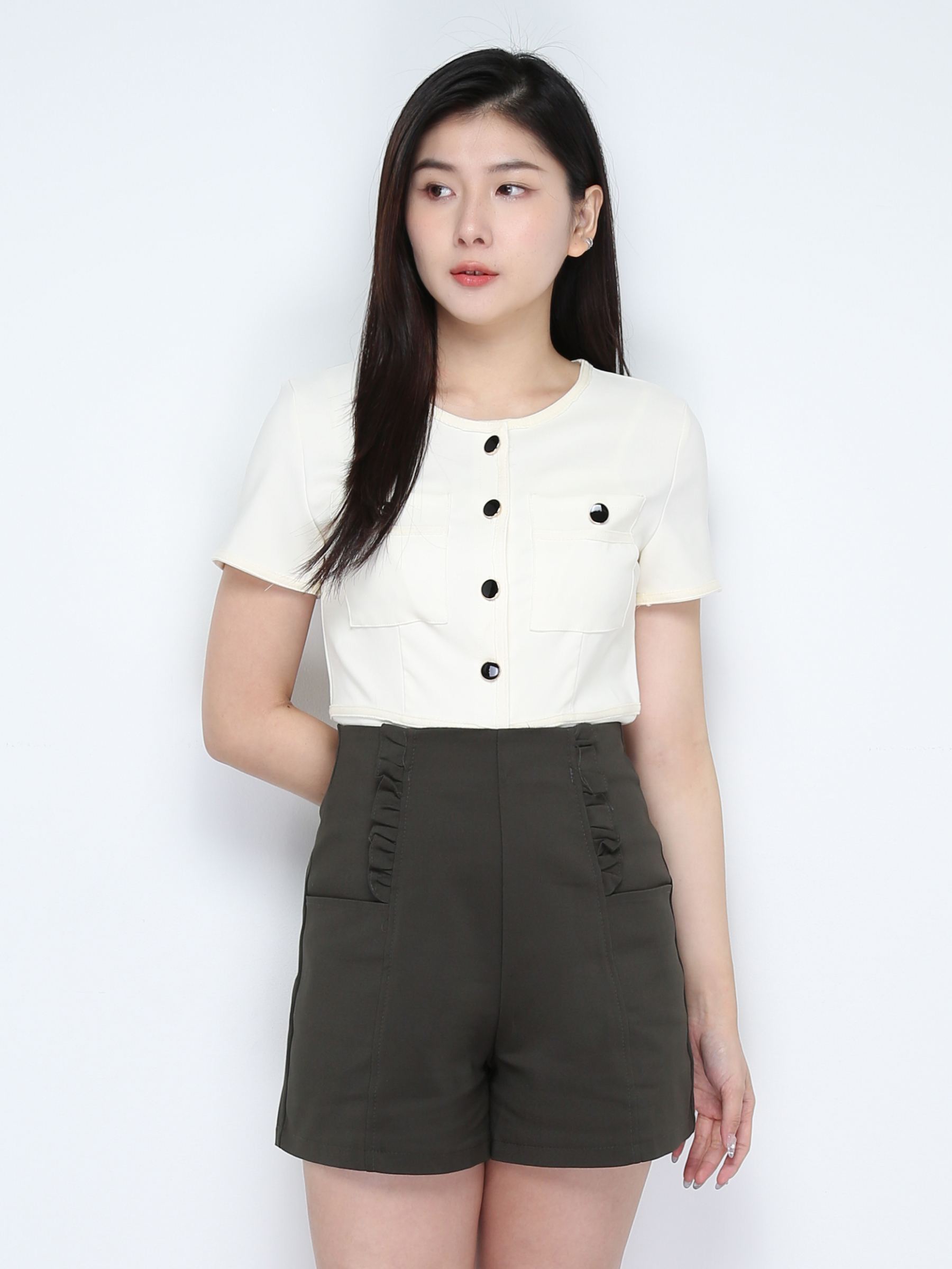 High Waist Ruffles Short Pants 28522