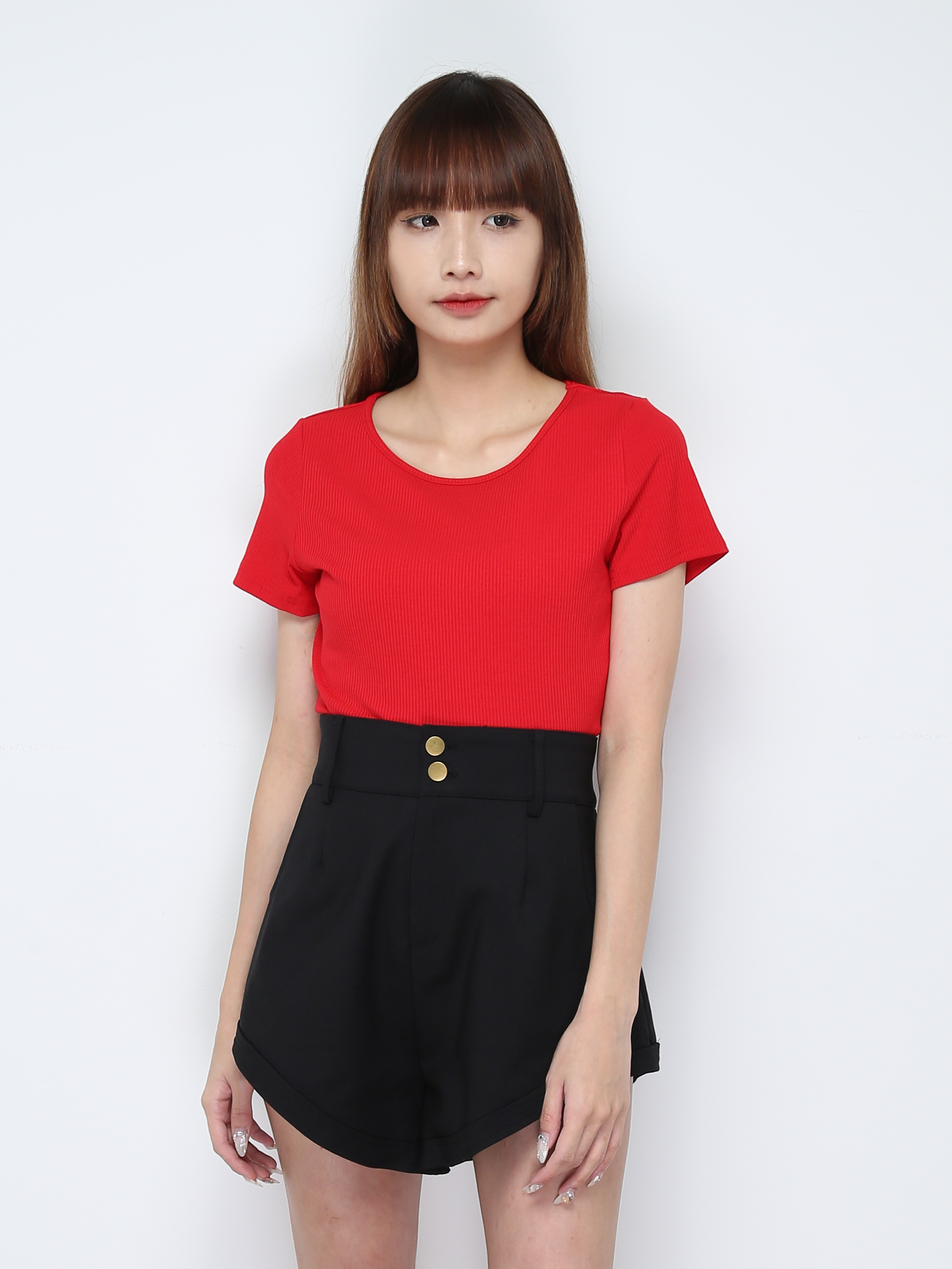 Front Button And Pocket Short Pant 28131