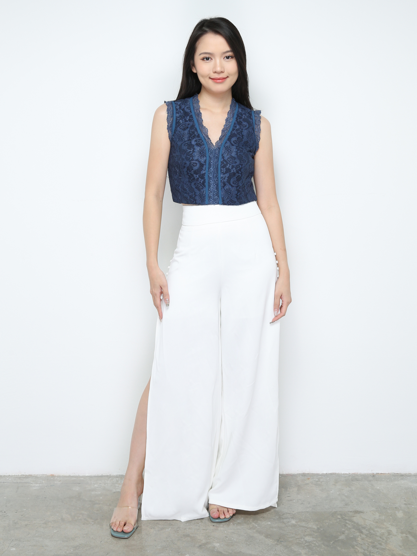 Sleeveless Floral Lace Top 28416