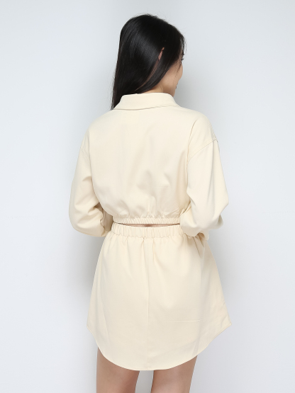 Front Button Top With Wrap Skirt Pants Set 30956