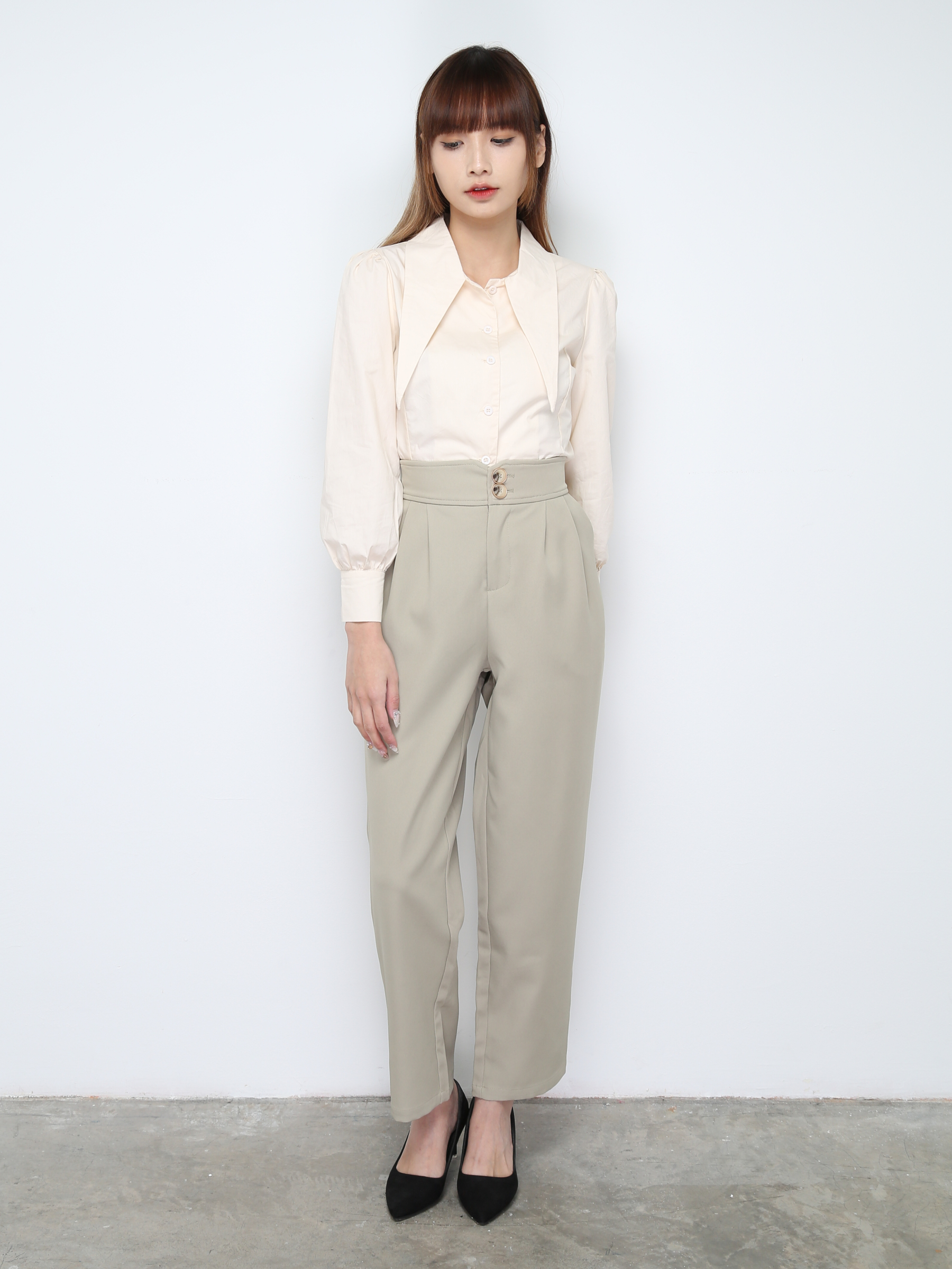 High Waist Side Pocket Long Pants 28259