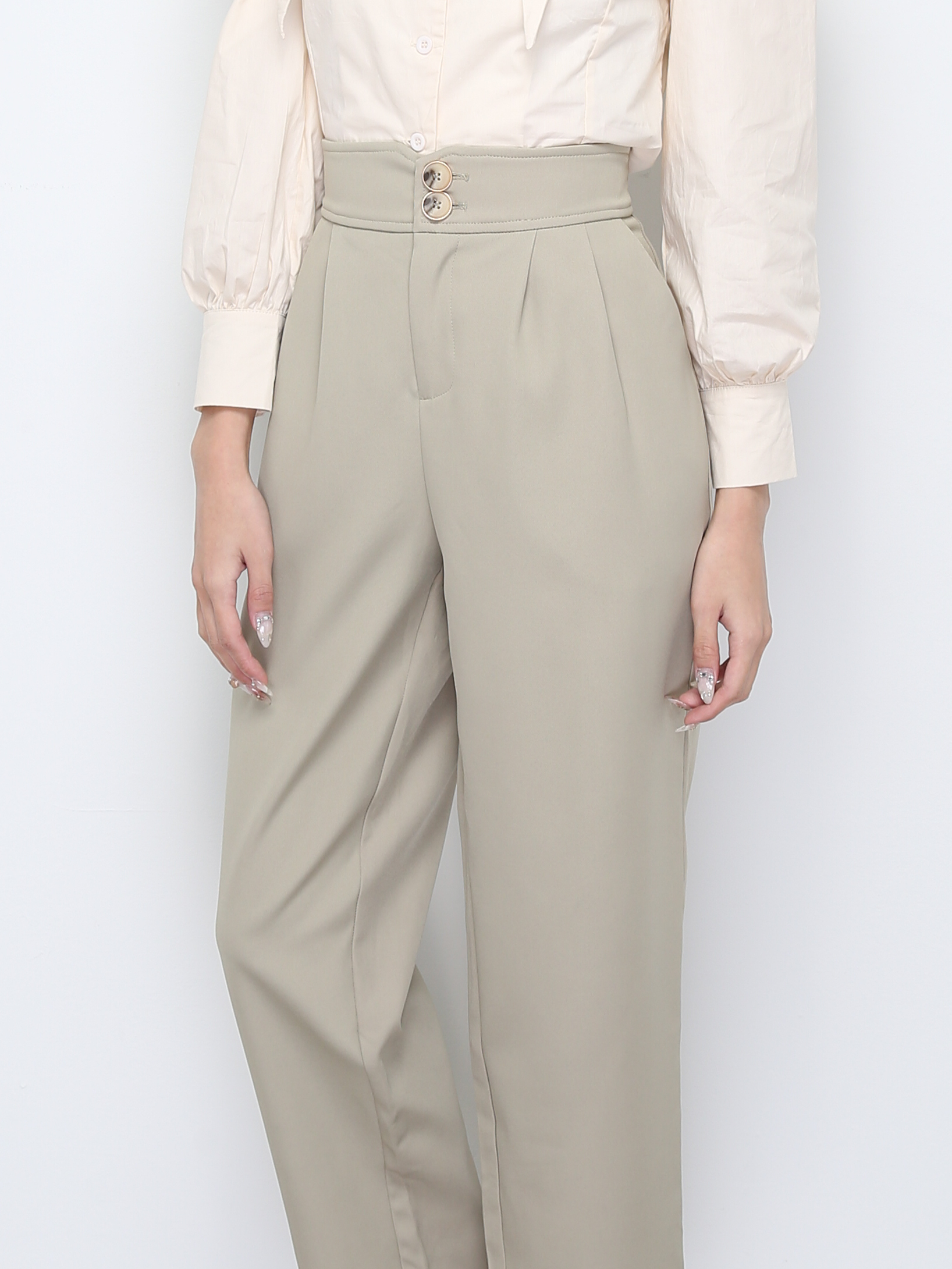 High Waist Side Pocket Long Pants 28259